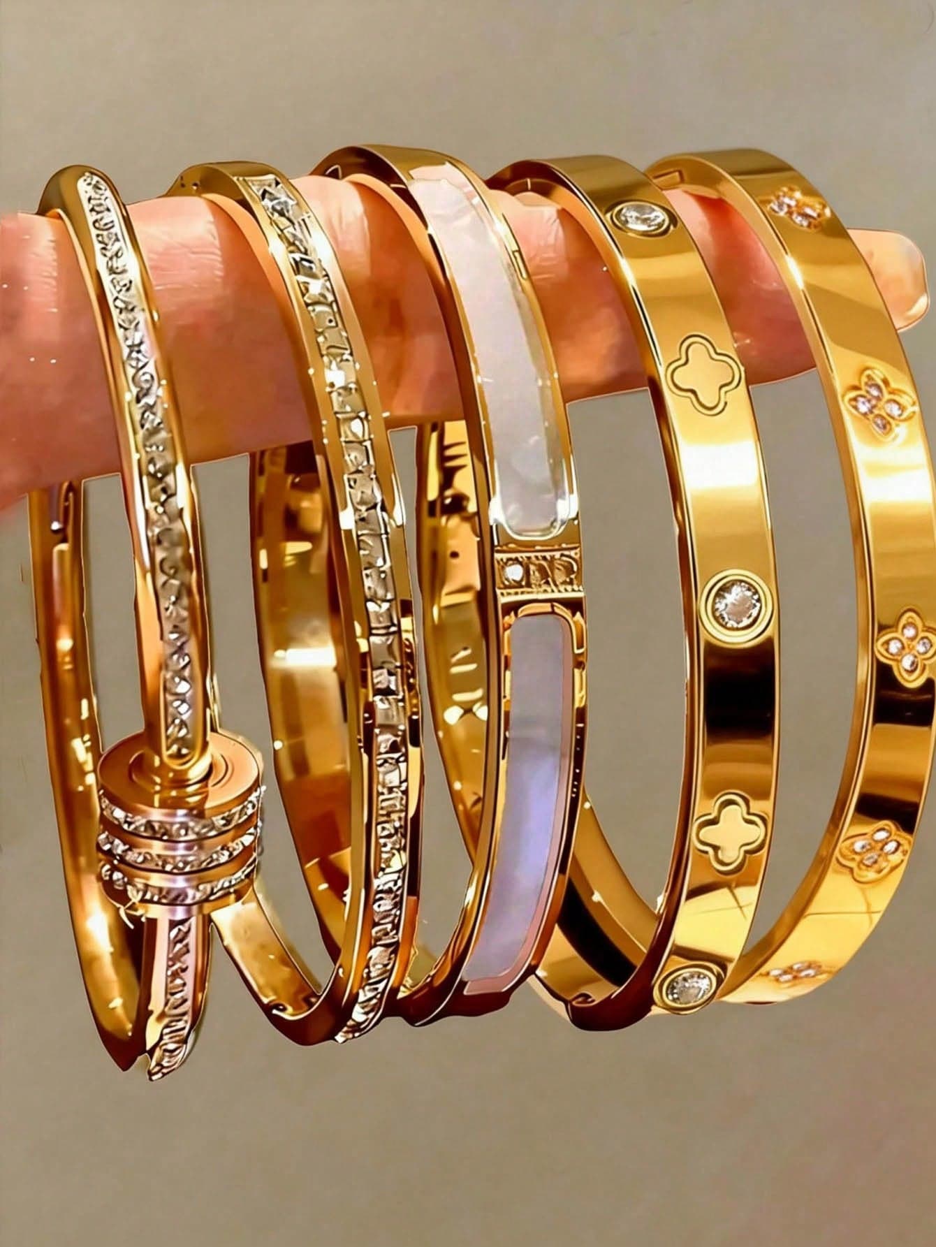 ZCNC 5pcs/Set Personalized Multi-Color Stainless Steel Bracelet Set, Unique Design, Fashionable, Multi-Element Design, Exquisite Ideal Gift, Non-Fading Jewelry, Stylish