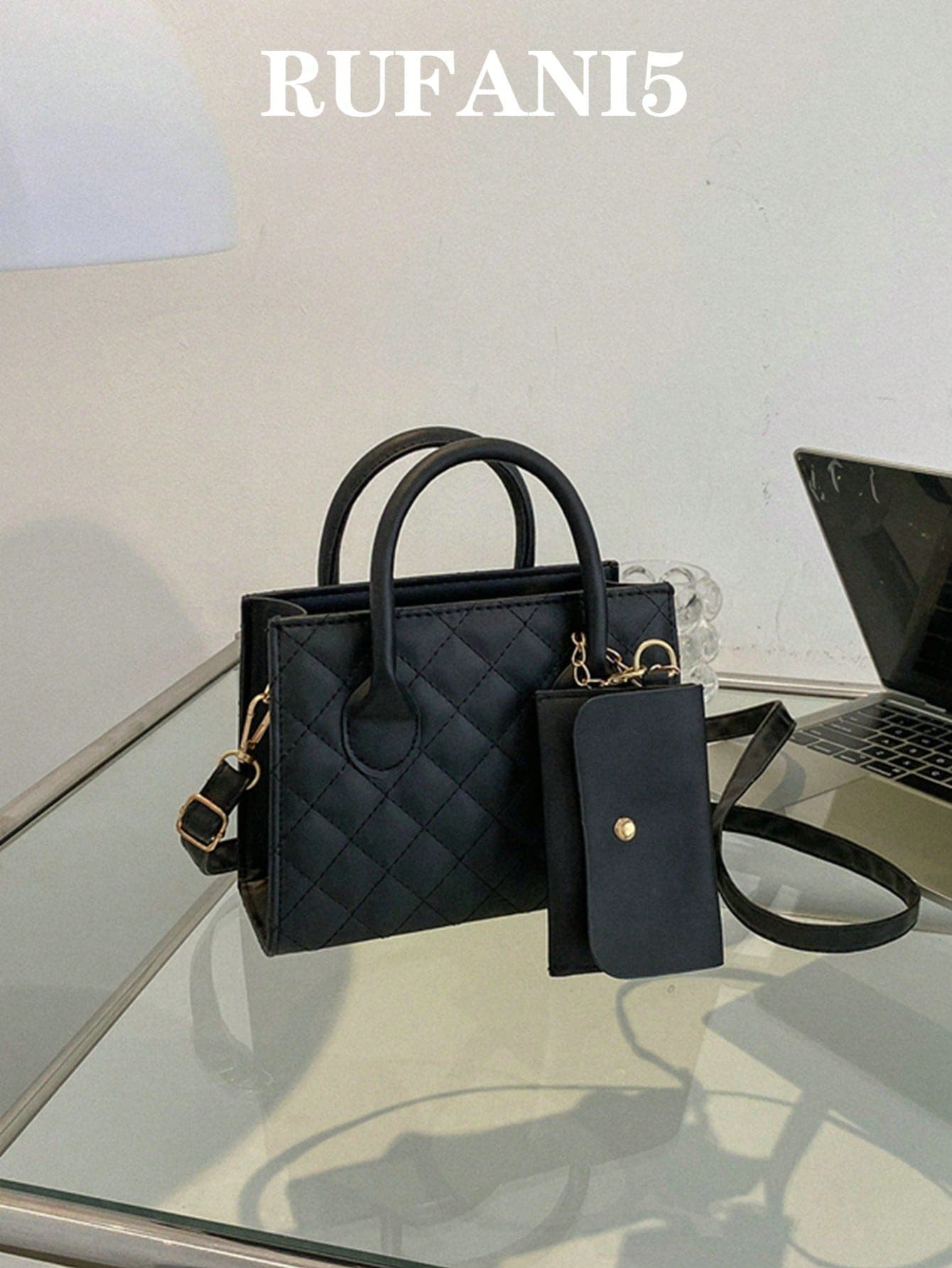 Lightweight,Business Casual Quilted Double Handle Square Bag With Small Pouch For Teen Girls Women College Students,Rookies & White-Collar Workers Perfect For Office,College,Work ,Business,Commute,Outdoors, Travel, Outings, Japanese Bag
