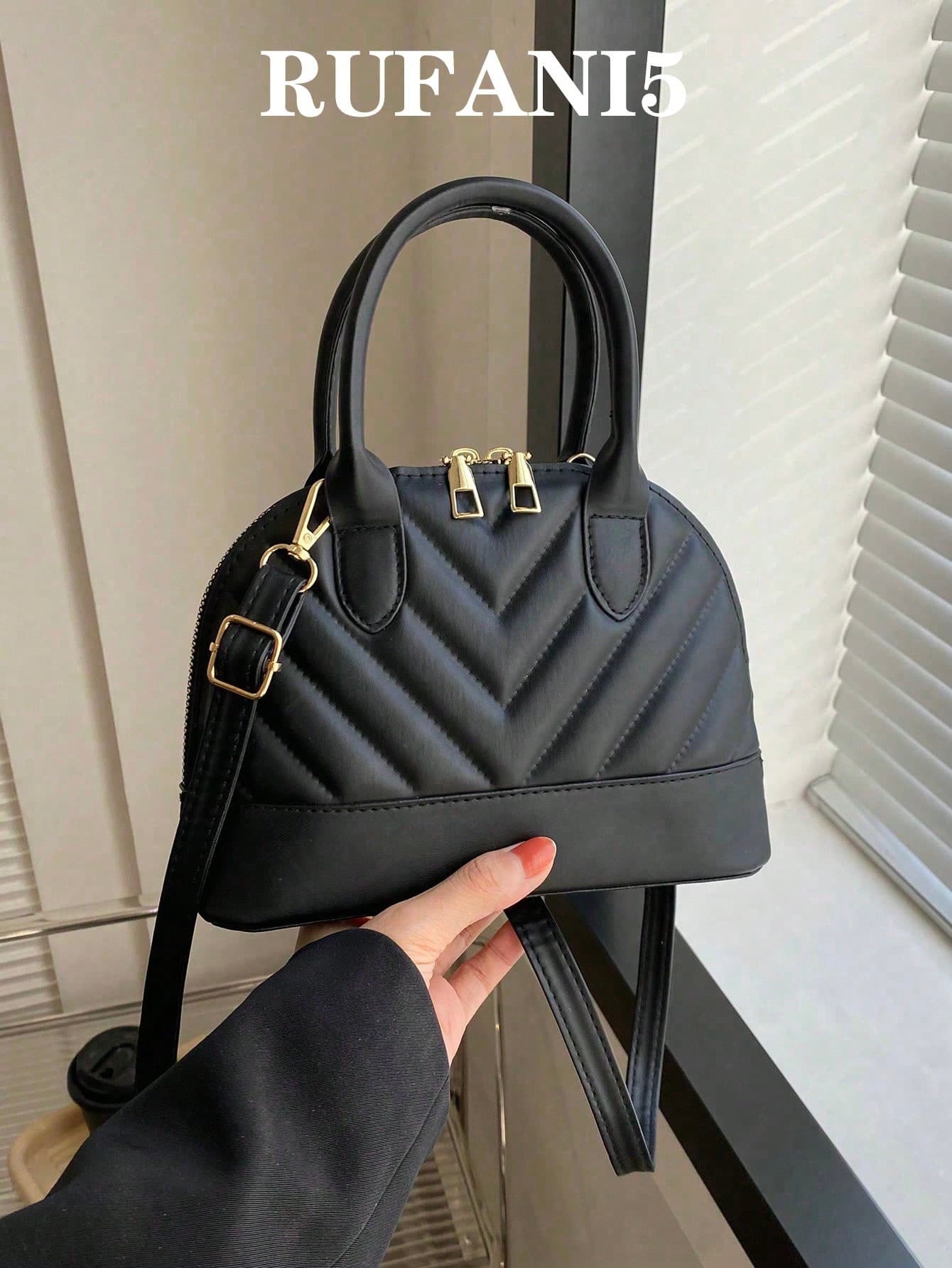 Fashionable Solid Color Crinkle Shell Handbag