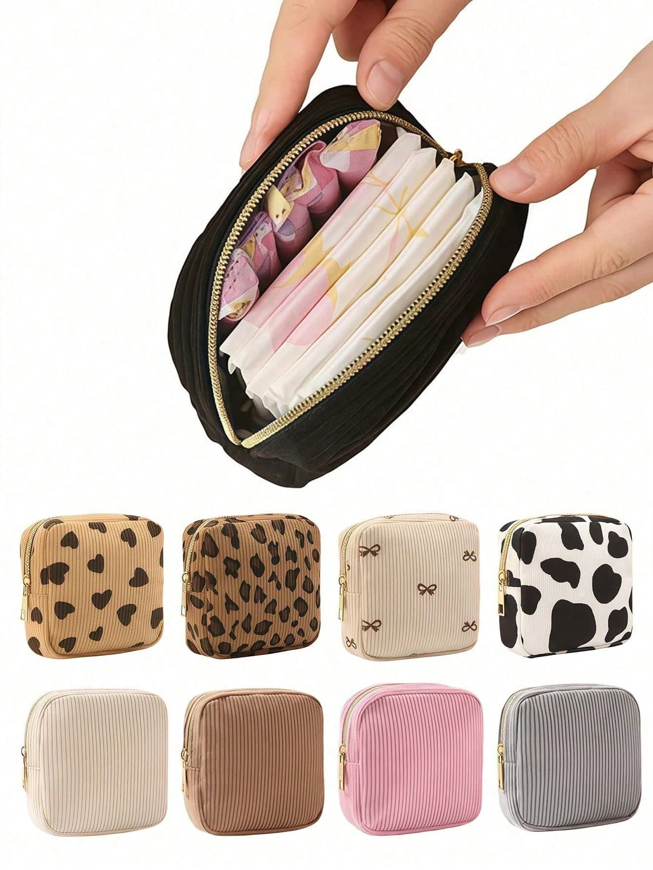 Portable Period Bag With Zipper Menstrual Pad Tampon Holder Storage Bags Versatile Makeup Bag Beach Back To School Travel Essentials Accessories