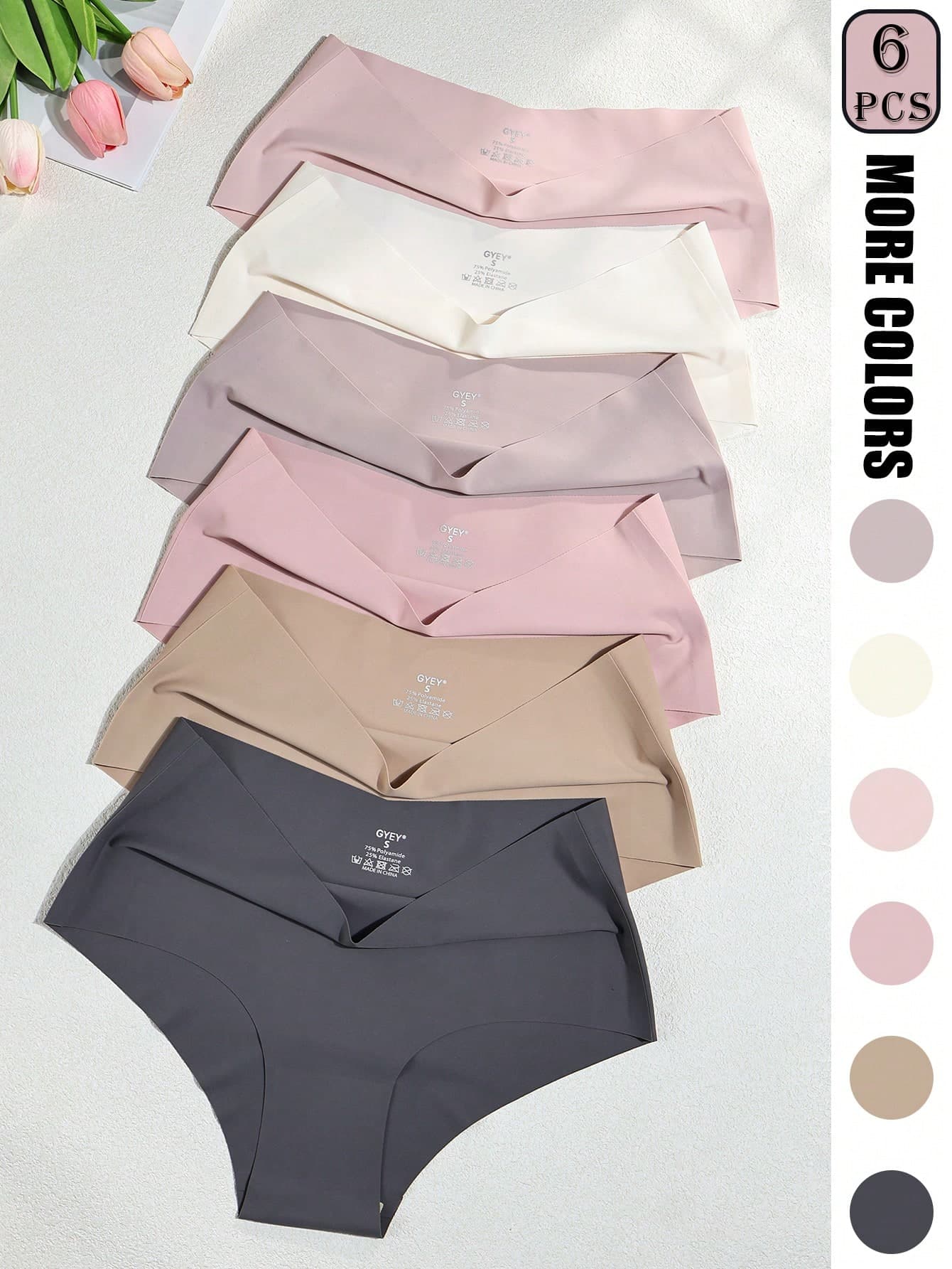 6pcs Women's Seamless High Waist Panties, Quick Dry Breathable Nylon Spandex Blend, 4-Way Stretch, Suitable For Yoga, Fitness, Dance