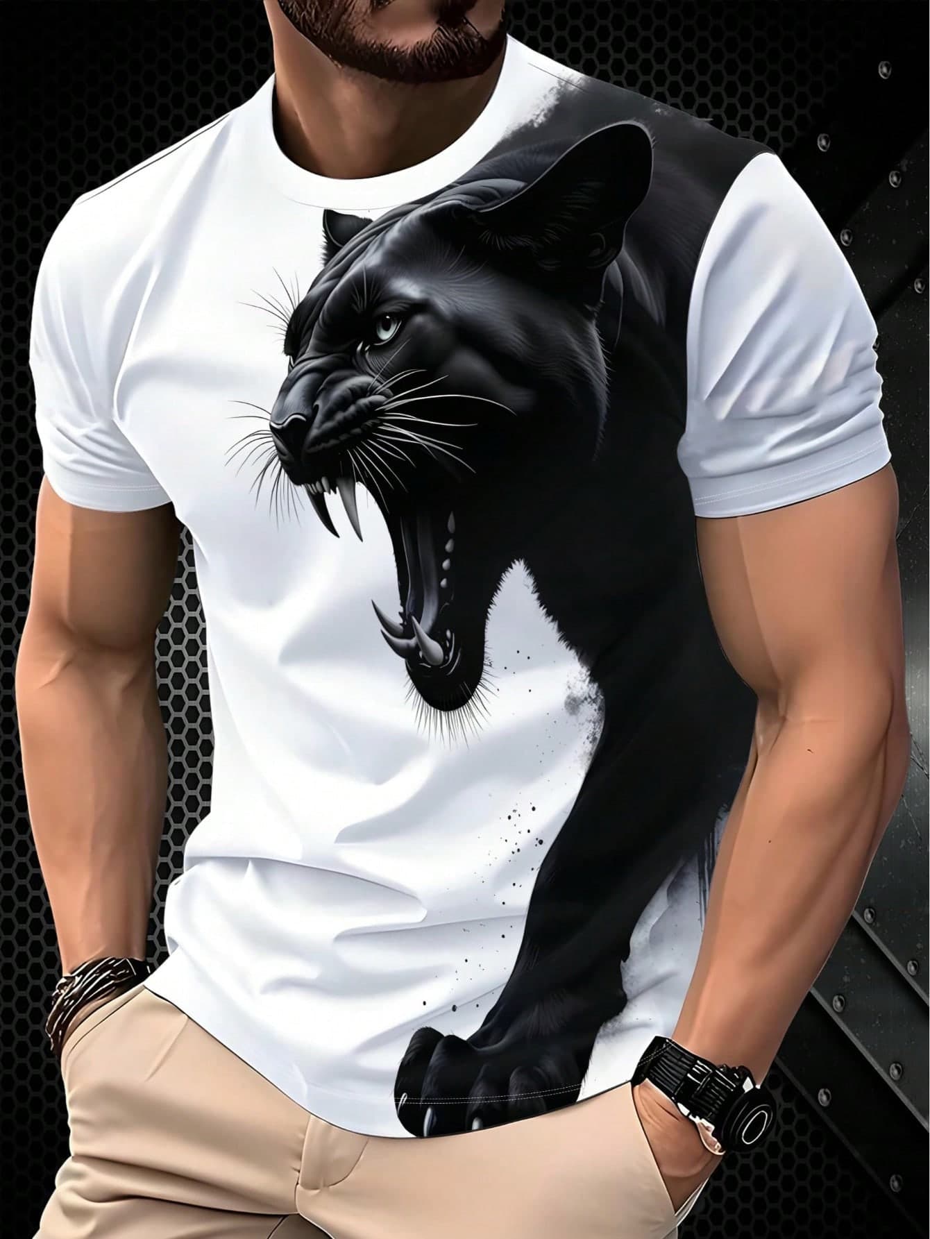 Men's Casual Sports 3D Print Pattern T-Shirt - Fashion Street Style Design, Breathable Crew Neck Regular Fit, Machine Washable Summer Casual Top, Daily Crew Neck T-Shirt Lightweight Comfortable Fabric, 100% Polyester, Lightweight Fabric