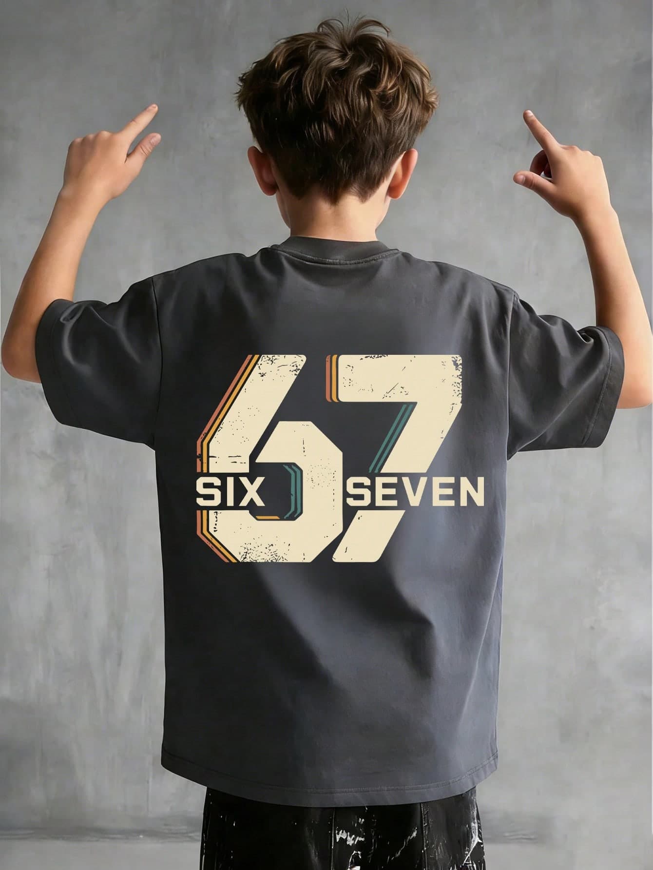 Tween Boy "Six Seven" 67 Numeric & Letter Print T-Shirt, Fashionable Street, Campus, Event, Daily Wear, Summer Top For Boys