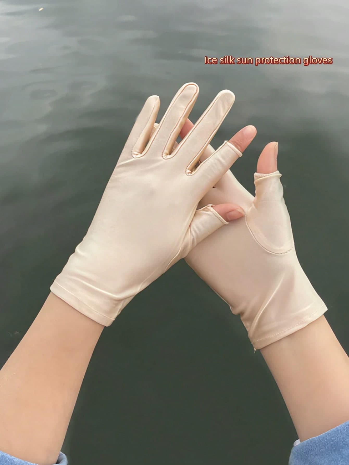 Multi-Color Spring/Summer Thin Ice Silk Fingerless Sun Protection Gloves For Women And Men, UV Protection, Breathable And Cool Hand Protection Design, Suitable For Cycling, Hiking, Writing, Outdoor Activities, Back To School Season Gift