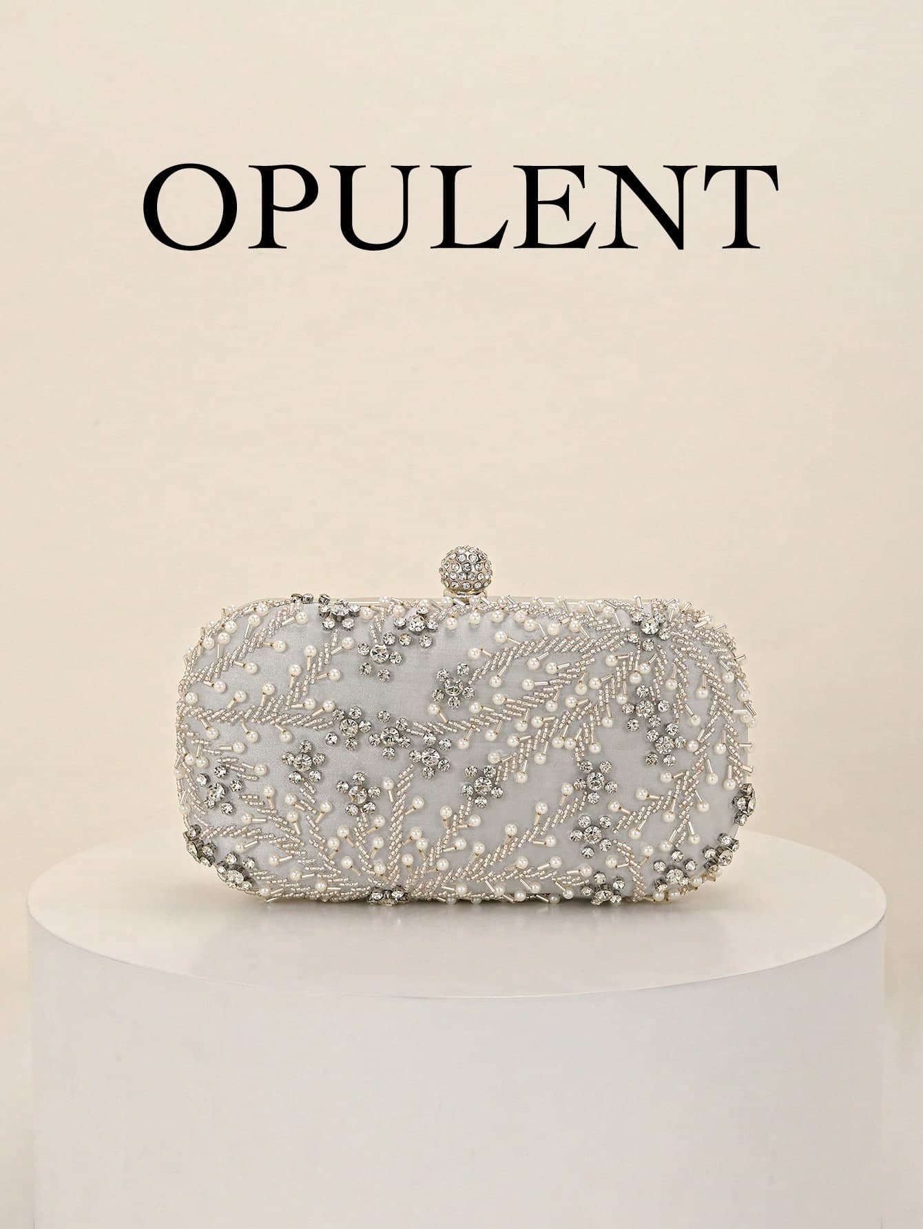 1pc Luxury Rhinestone & Pearl Evening Clutch Bag, Exquisite Handmade Beaded Handbag, High-End Formal Dress Crossbody Small Bag, Party Banquet Lady Chain Strap Handbag