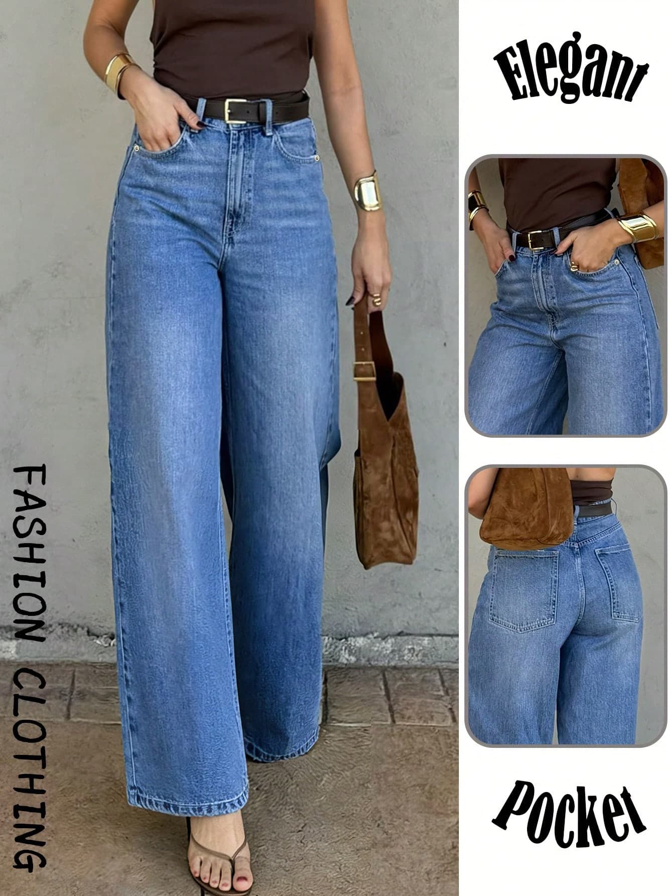 Y2K Vacation Casual Blue Long Leg Jeans Business Professional Women's Washed Loose Denim Pants Elegant Vintage Straight Leg Pants, Summer 2026