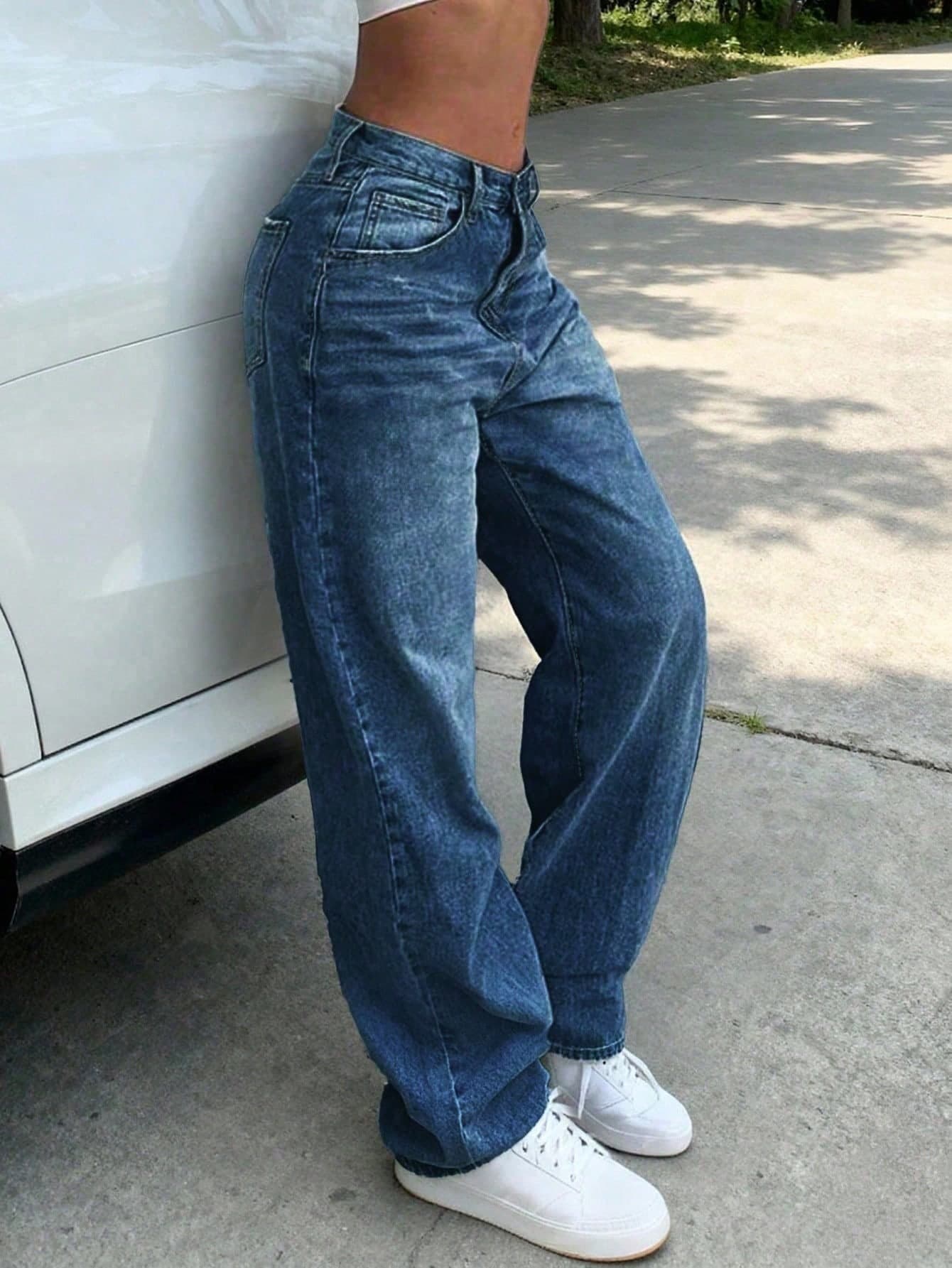 Women's Retro Casual Loose Straight Leg Jeans Spring