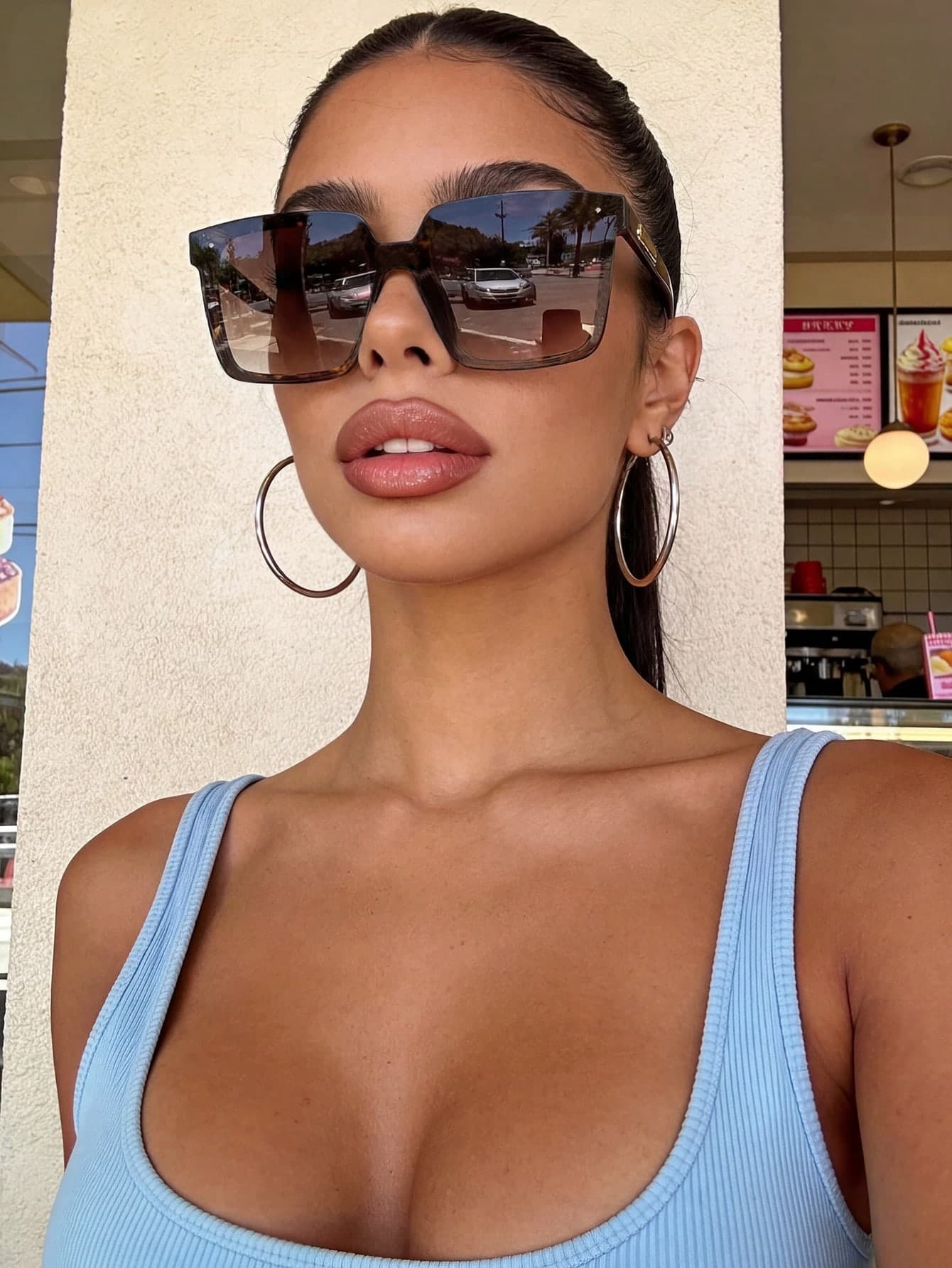 Casual Square Large Frame Leopard Print Fashion Glasses For Women, Plastic Bohemian Style Decorative Daily Wear