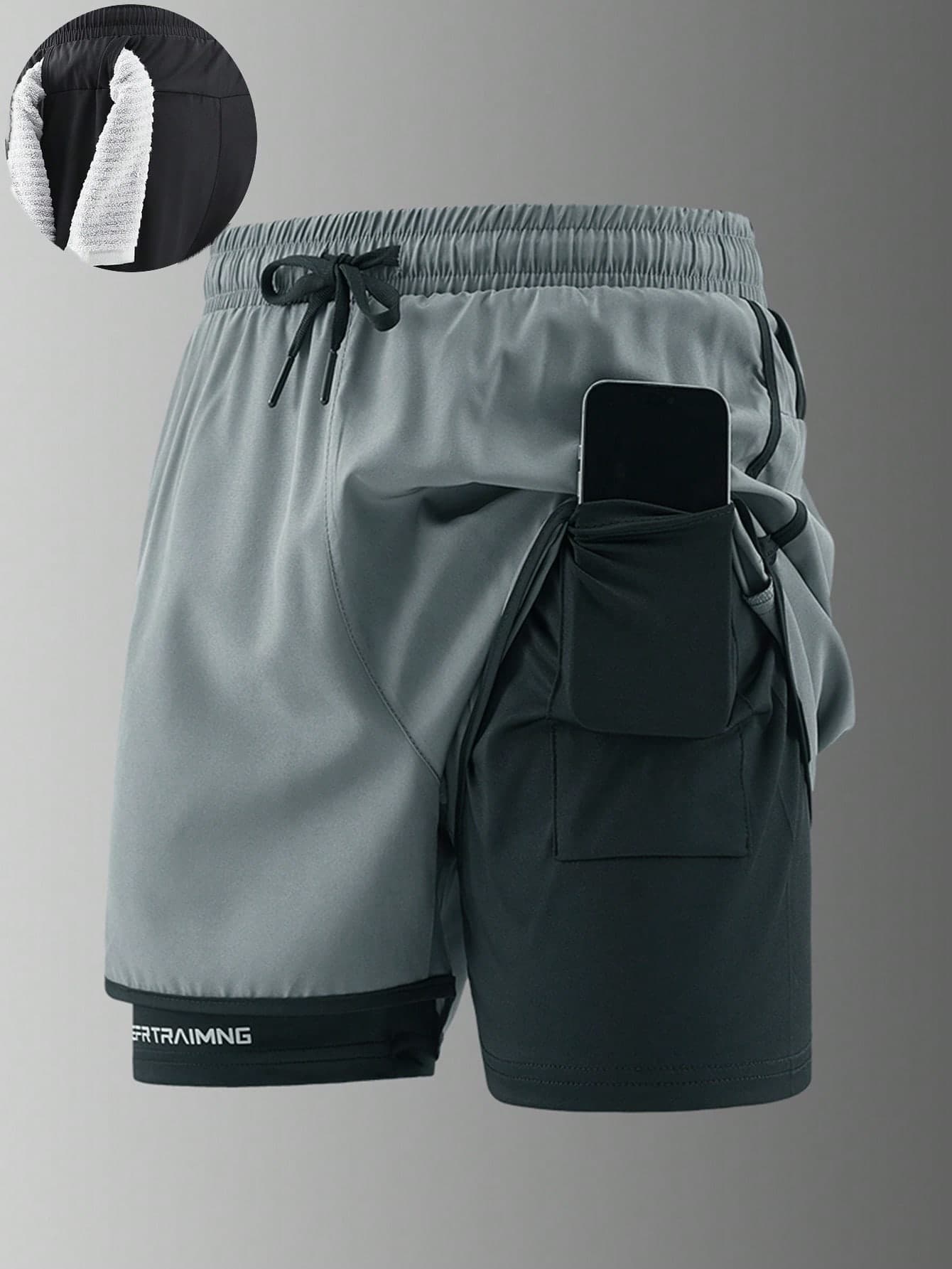 2-In-1 Men's Gym Shorts, Breathable Quick-Dry Printed Workout Shorts Suitable For Spring/Summer Outdoor Running & Fitness