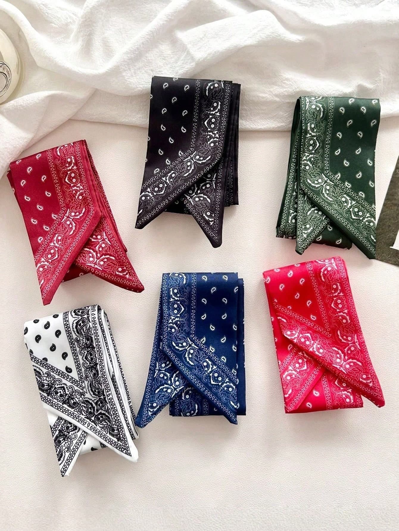 6pcs Bohemian Style Vintage Colorful Jacquard Scarf Set,Size 90x6cm,Versatile Headband,Headscarf,Waistband,Hair Accessories For Women