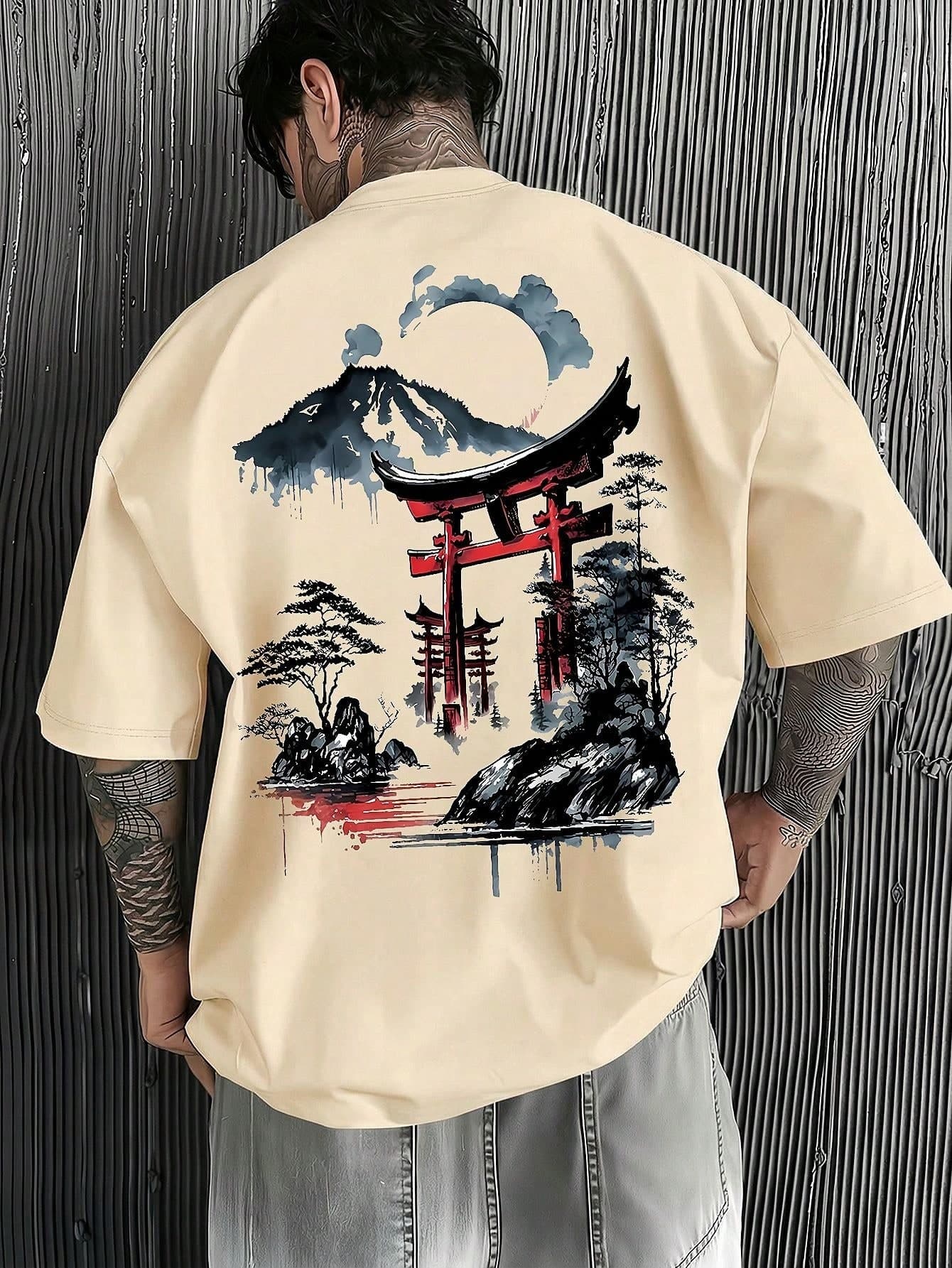 1pc Men's Fashionable Printed Loose Fit Short Sleeve T-Shirt | Exquisite Design | Summer Essential | Easy To Match, Showcase Your Style