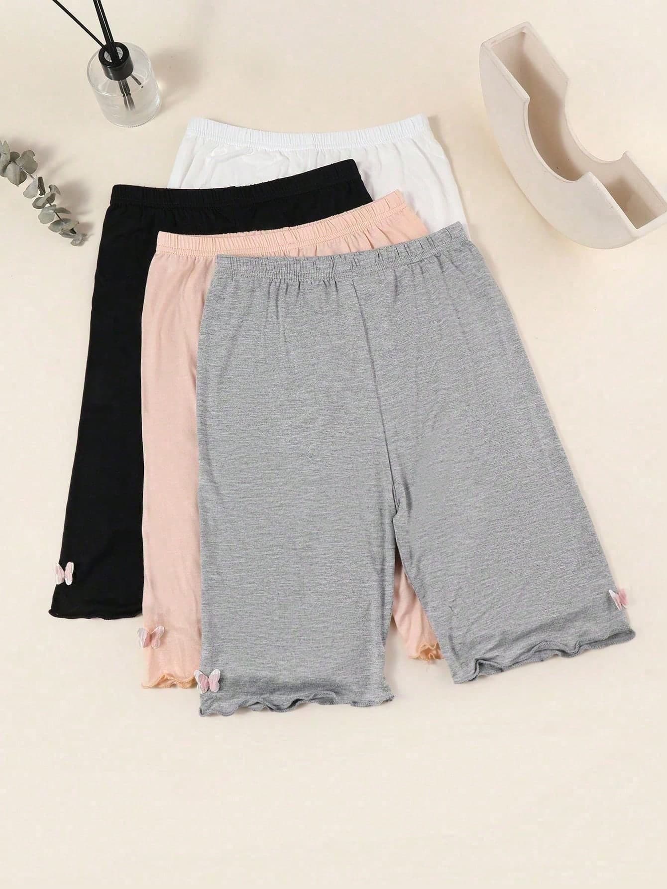 4pcs Cute Butterfly Element Girls Shorts, Thin Breathable Rayon Leggings For Toddler Girls Summer