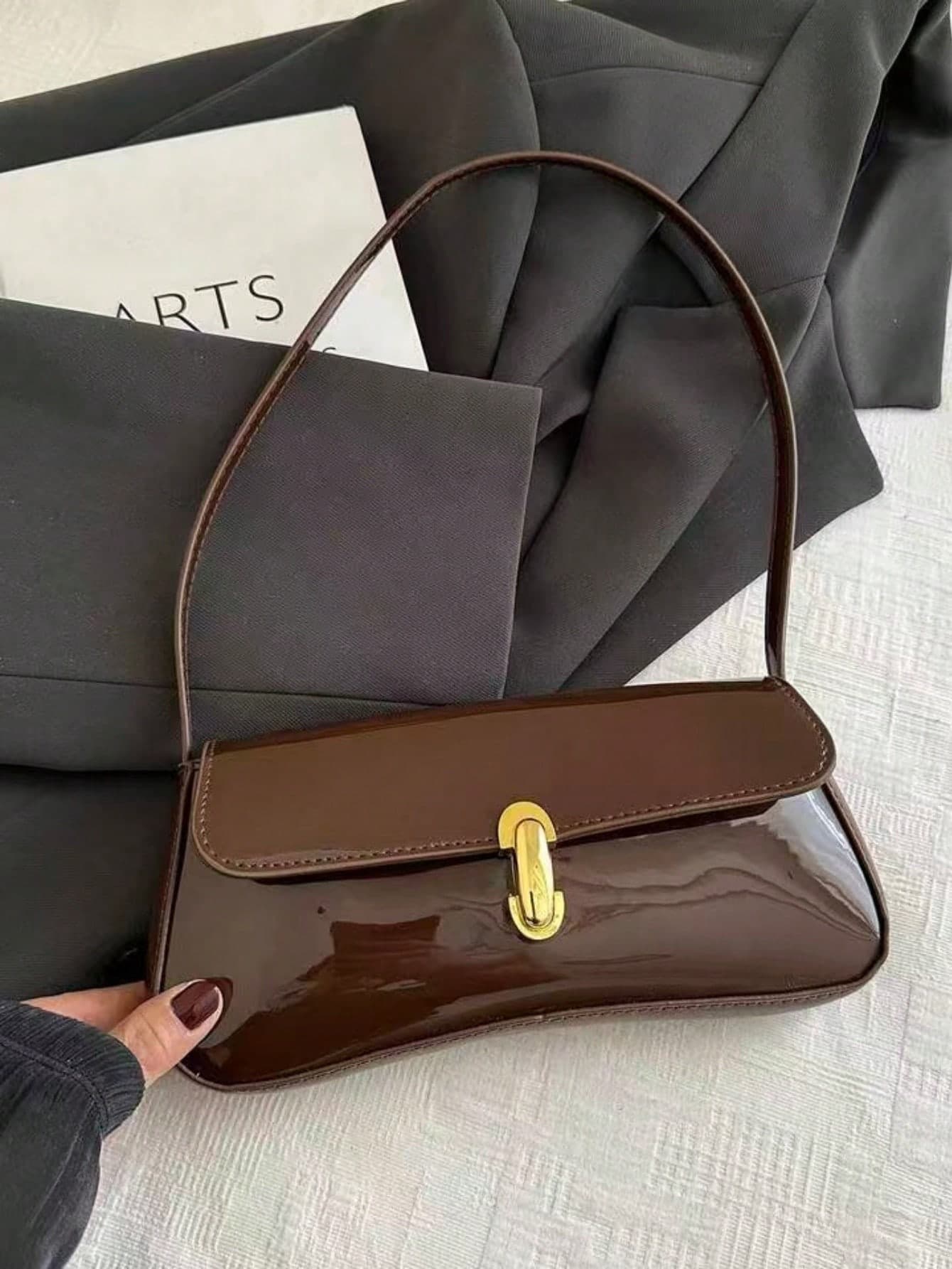 Women's Retro Faux Oiled Leather Shoulder Crossbody Bag, Fashion Versatile Suitable For Dates, Outings, Gatherings,Business Professional Women