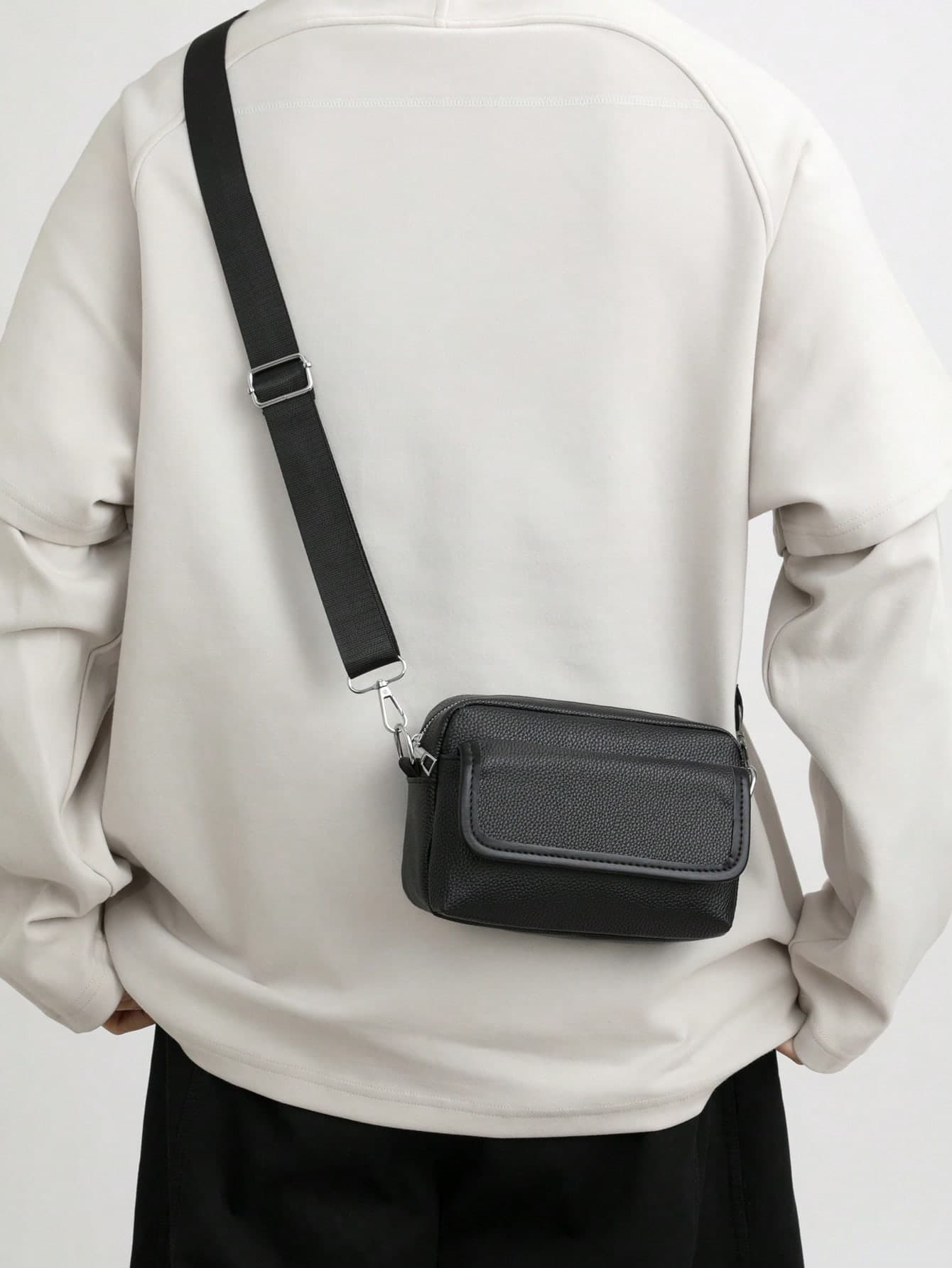 Flip-Top Square Bag, Fashionable Men's Shoulder Bag, Mini Crossbody Bag, Solid Color PU Leather, Easter ,Fathers Day Gift ,City Bag,Y2k,Fathers Day Gifts