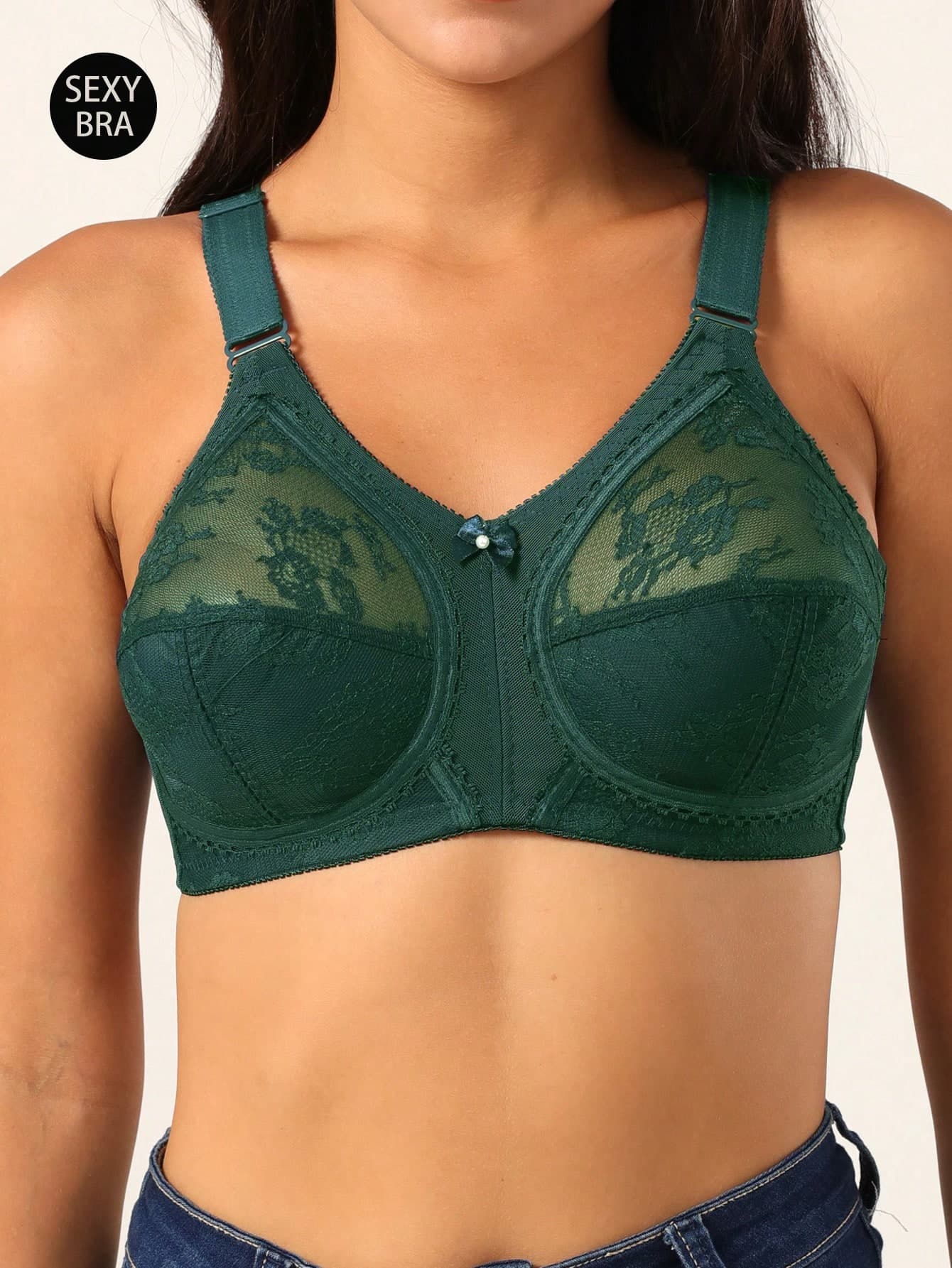 Plus Size Women Lace Wireless Breathable Seamless Bra, Lightweight & Full Coverage