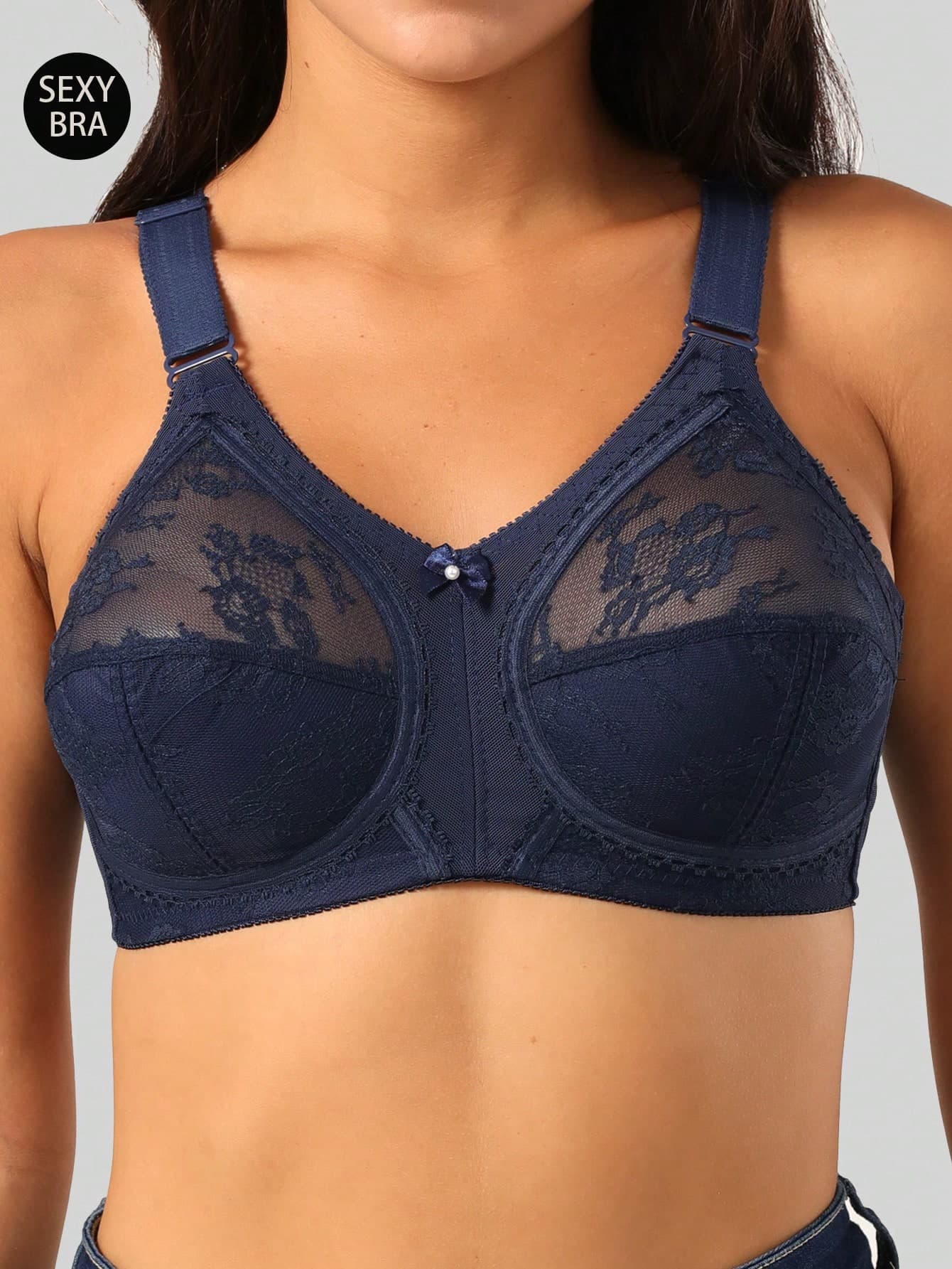 Wedisco Plus Size Women Lace Wireless Breathable Seamless Bra, Lightweight & Full Coverage