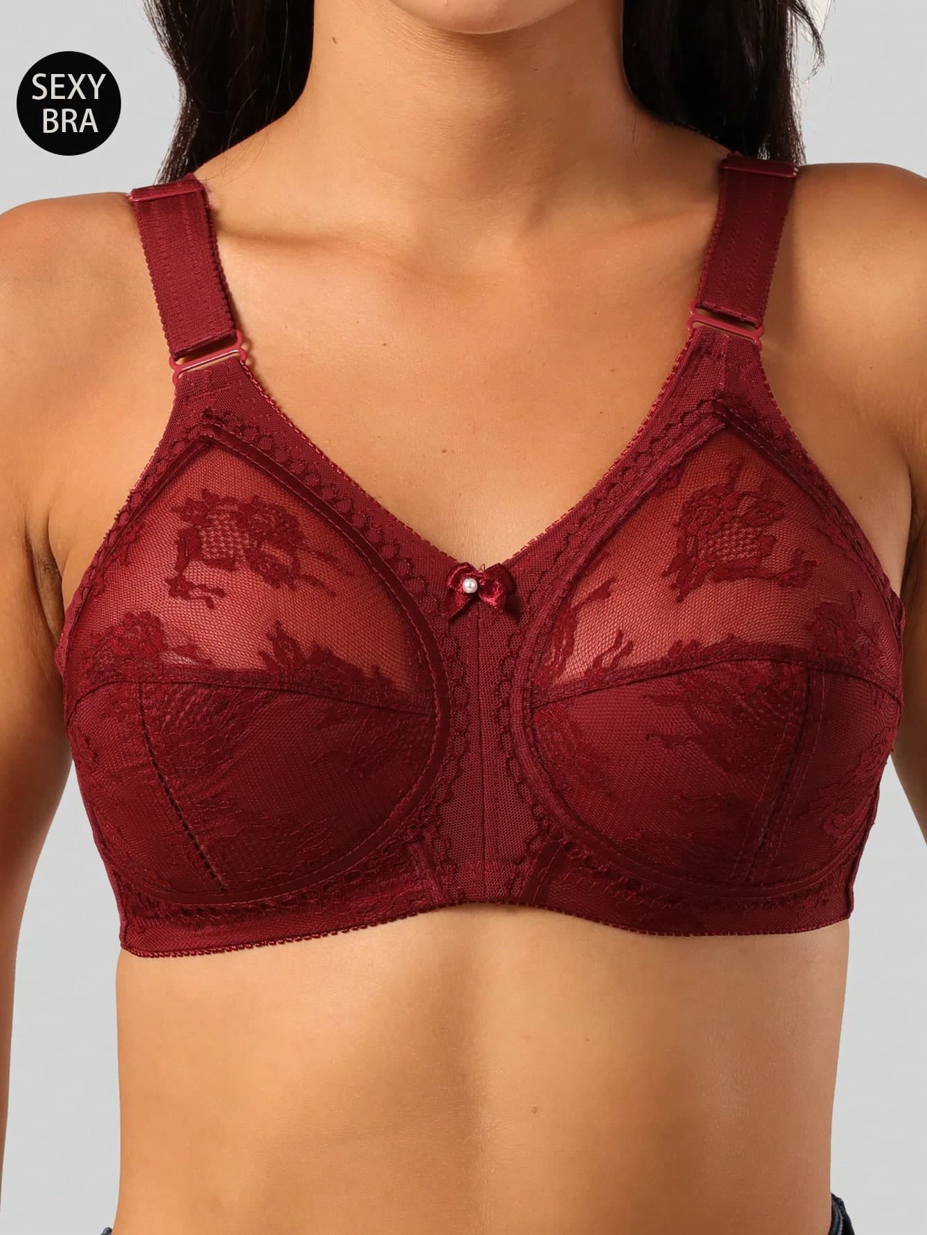 Plus Size Women Lace Wireless Breathable Seamless Bra, Lightweight & Full Coverage