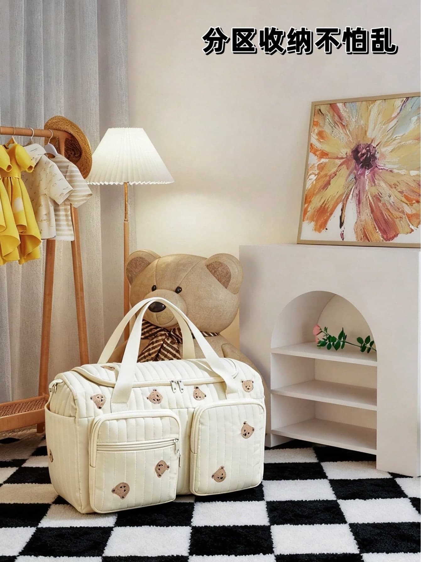 Large Capacity Diaper Bag, Unisex Travel Bag, Quilted Baby Changing Bag With Adjustable Shoulder Strap, Multi-Functional Diaper Bag Travel Storage Bag For Mom And Dad, Luggage Duffel Gym Bag
