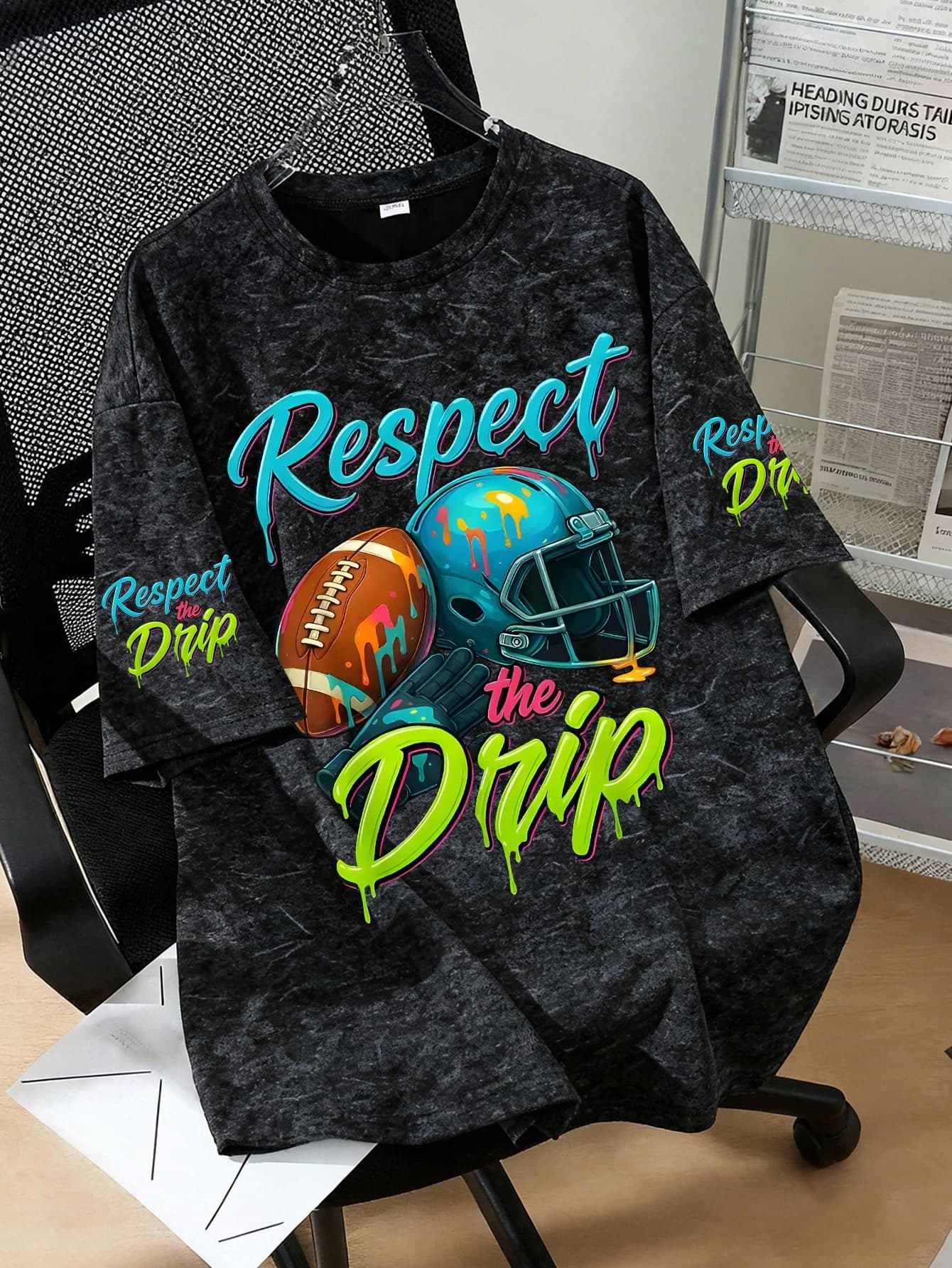 Boys' Casual Printed Round Neck Short Sleeve T-Shirt Series, Sports Style; Helmet, Football And Letter Print Suitable For Summer Wear