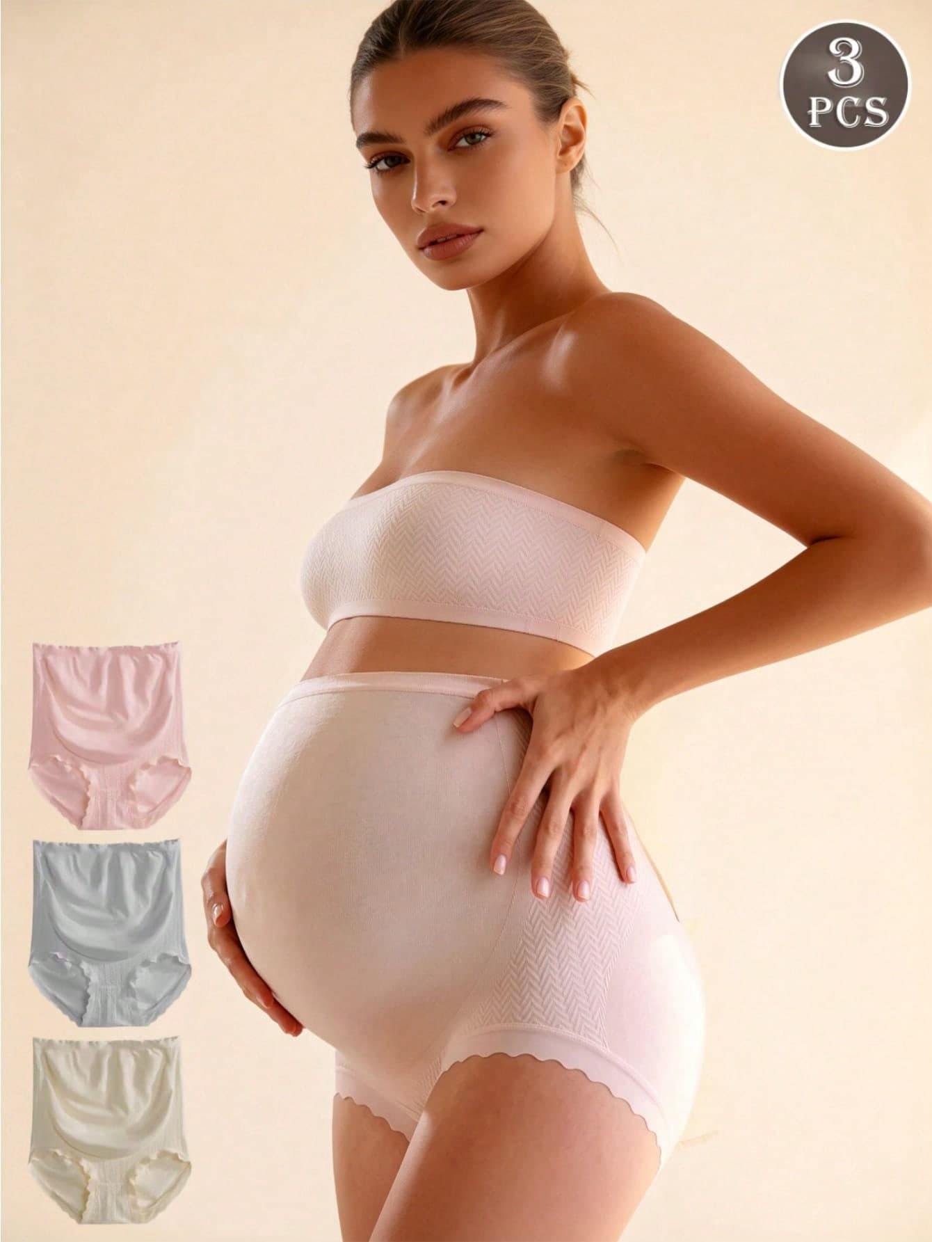 Hart & Haze 3pcs/Set Maternity Underwear High Waist Pregnancy Abdominal Support For Pregnant Women, Mid-Late Stage