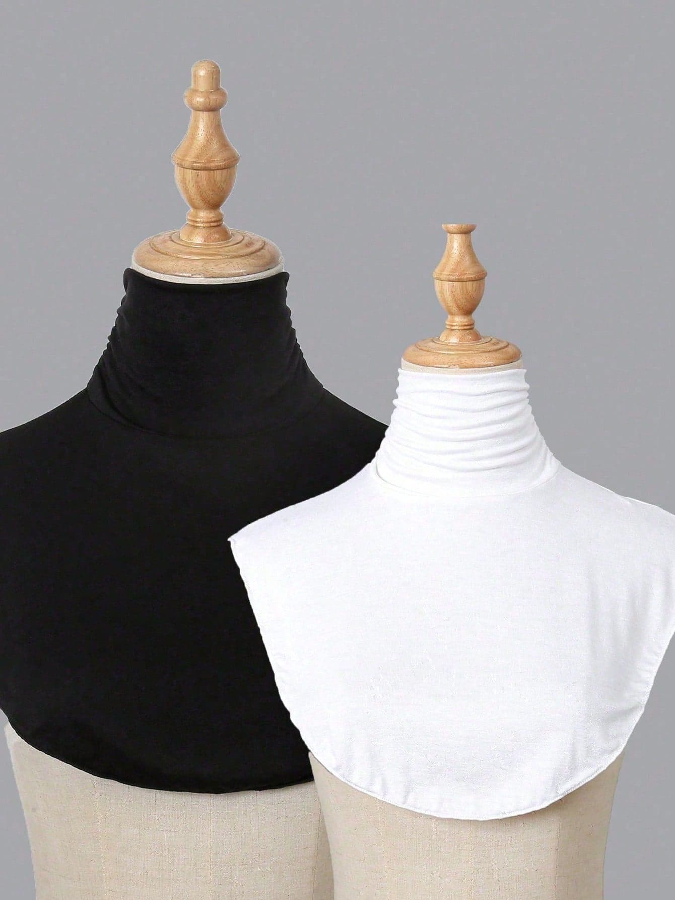 1pc Women Solid Color Pleated Detachable Collar Soft Modal Turtleneck Dickey, Minimalist Undershirt Top, For Daily Wear, Festival