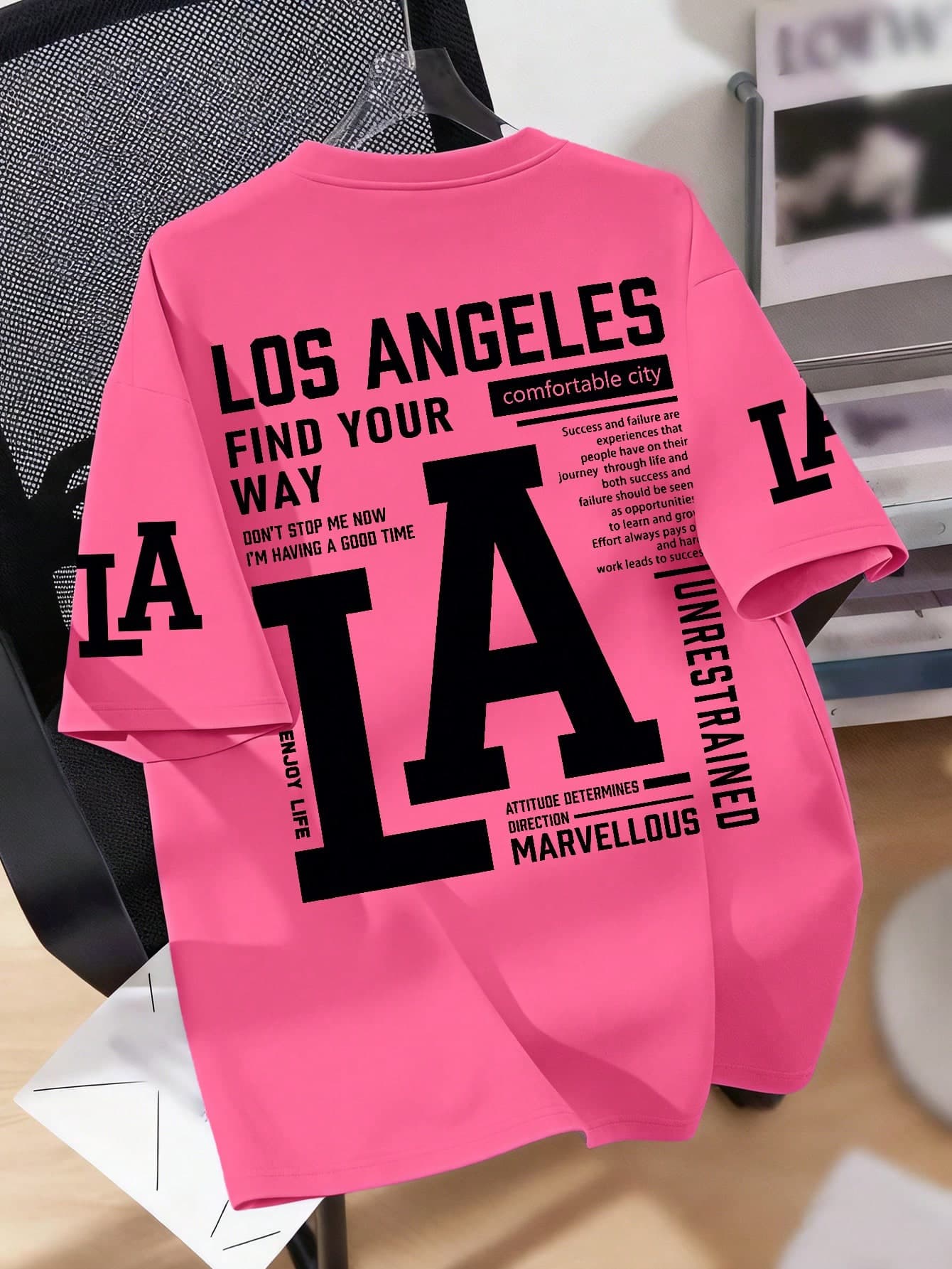 Teen Boys LA Slogan Print Crew Neck T-Shirt Summer Casual Tee Soft Top, Street Style And Vacation Wear. Suitable For Boys And Girls