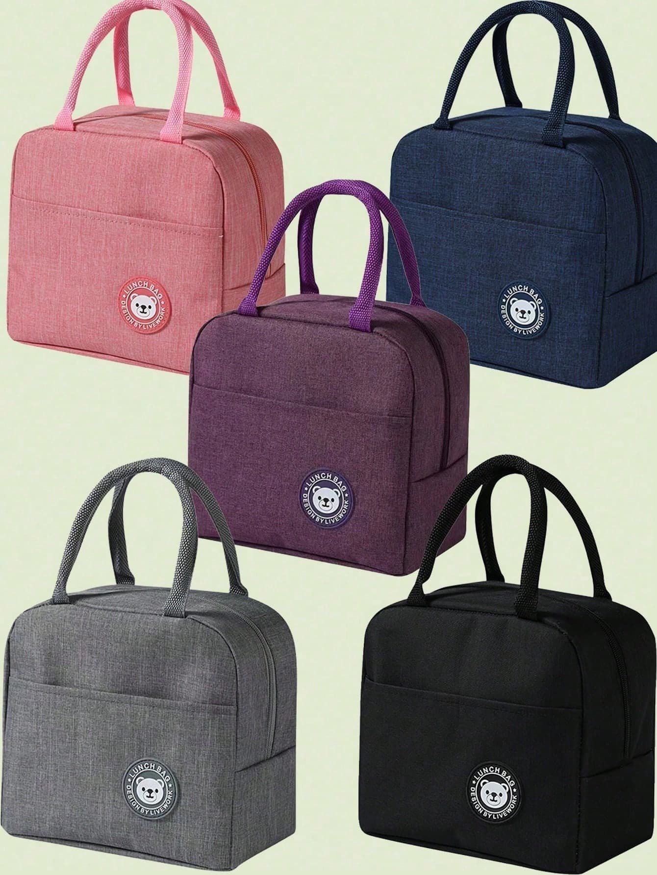 1pc Portable Insulated Lunch Bag, Thermal Lunch Box, Lunch Tote Bag, Thick Aluminum Foil Lunch Bag, Lunch Bag, Suitable For Work And Outdoor, Lunch Bag With Bear Pattern - Waterproof And Portable, Suitable For School And Office - Keeps Food Fresh And Delicious Lunch Container Picnic Bag Cooler Bag Large Capacity Holiday Essential Summer Essentials