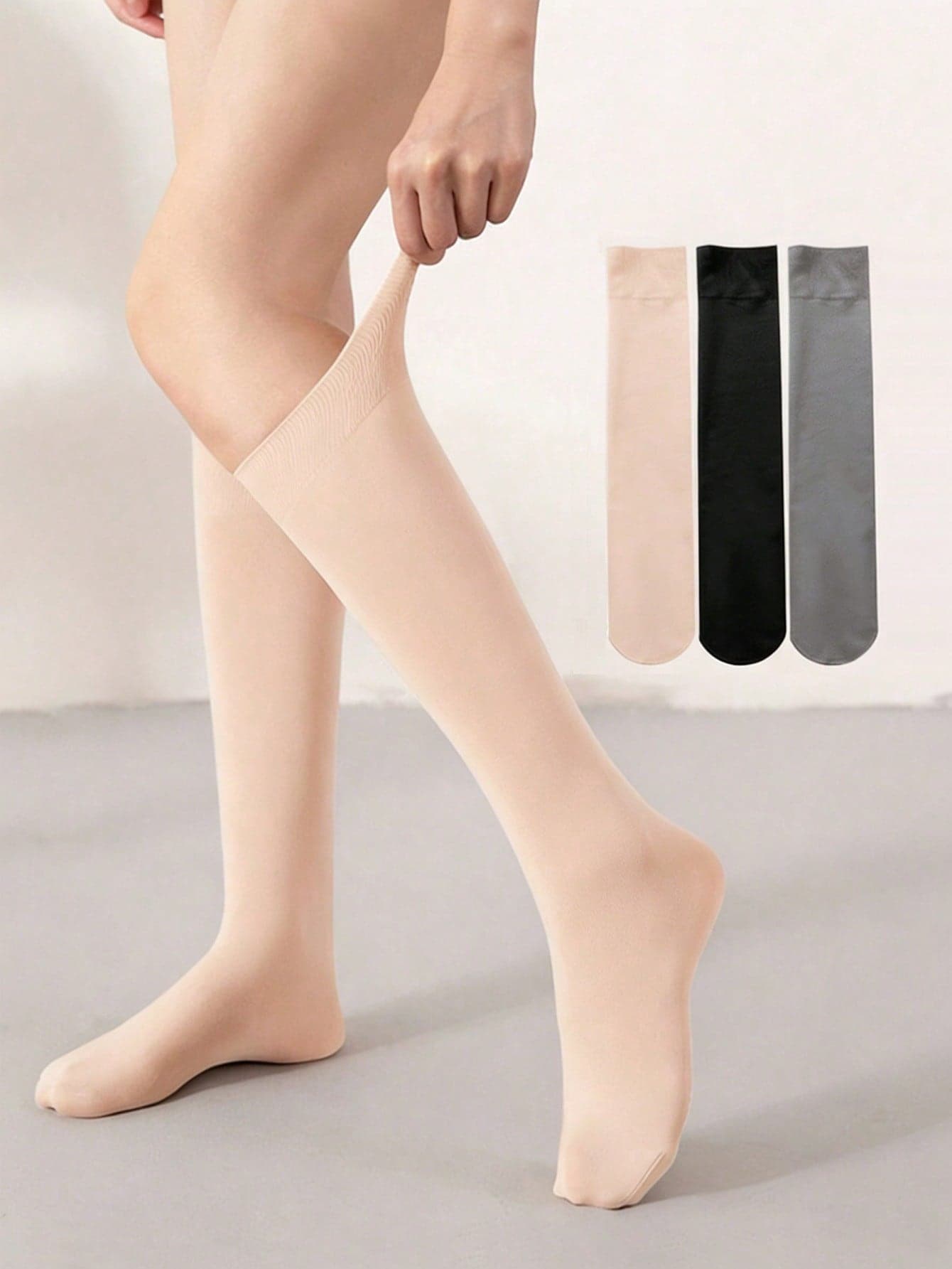 1/2/3 Pairs Velvet Women Socks, Solid Color Mid-Calf Socks, Leg Warmers, Thermal Socks, Ankle Socks, Knee-High Socks, Suitable For Autumn/Winter, Y2K Style, Comfortable & Warm