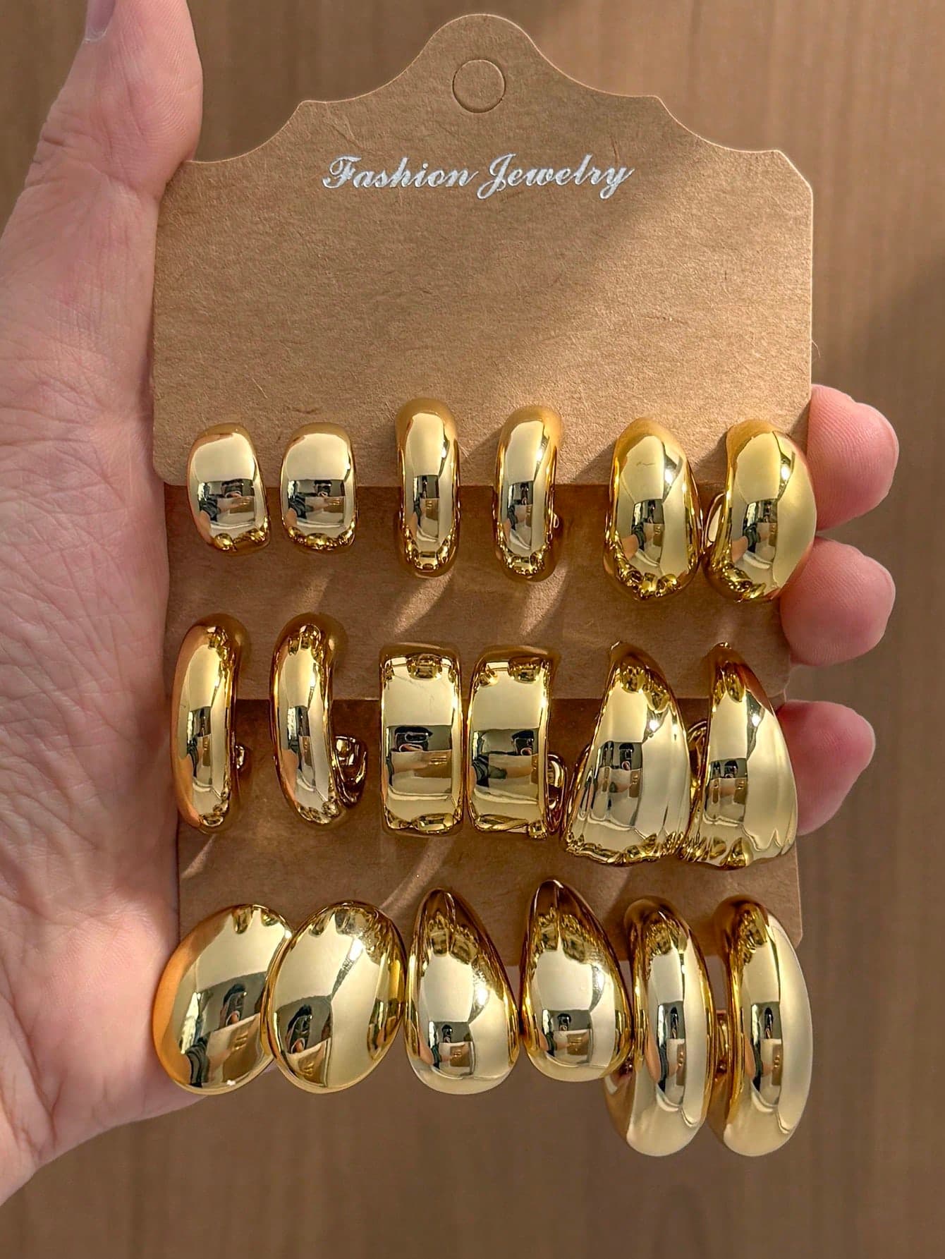 6-18pcs Fashionable Retro New Teardrop & Geometric Multi-Element Gold Earring Set, Lightweight CCB Material, Suitable For Women's Daily Wear