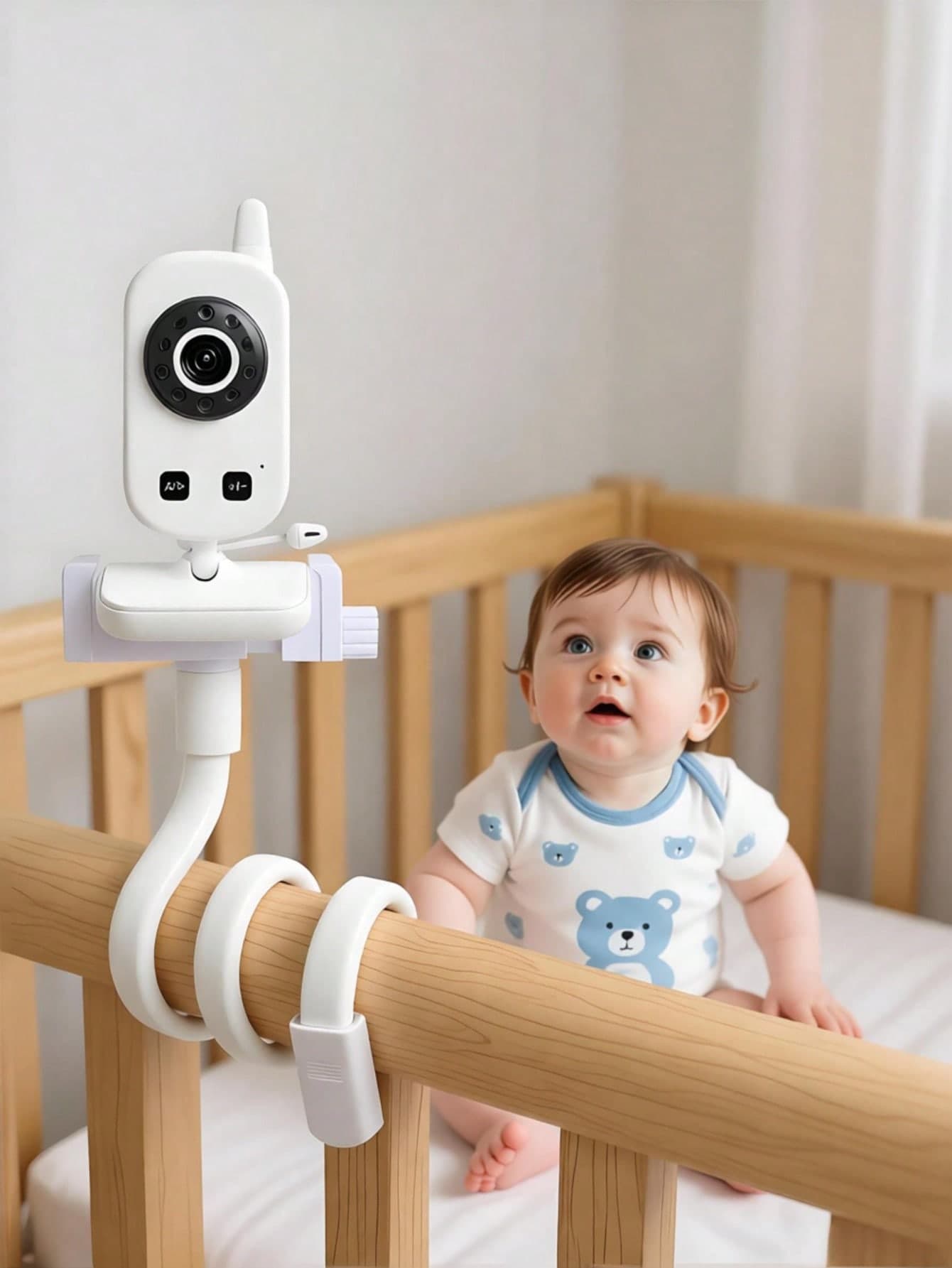 1pc Adjustable Silicone Camera Stand (52cm), Can Be Fixed On Baby Crib For Baby Monitor, 360° Rotatable Spiral Base To Hold Smartphones, Cameras, Baby Monitors, Essential For Holidays/Travel