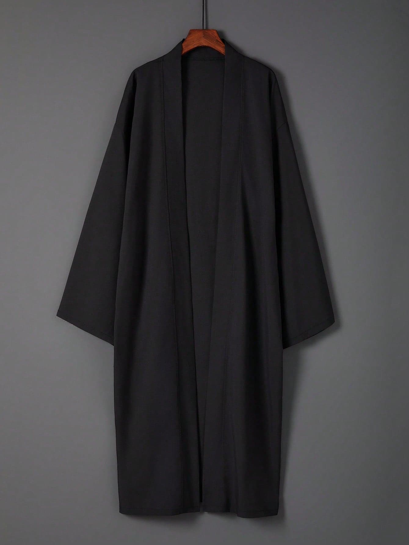 Plus Size Versatile Solid Color Loose Fit Mid-Length Windbreaker Cover Up, Chinese Style Hanfu Inspired Lightweight Summer Beach Swimsuit Cover Up Spring Black