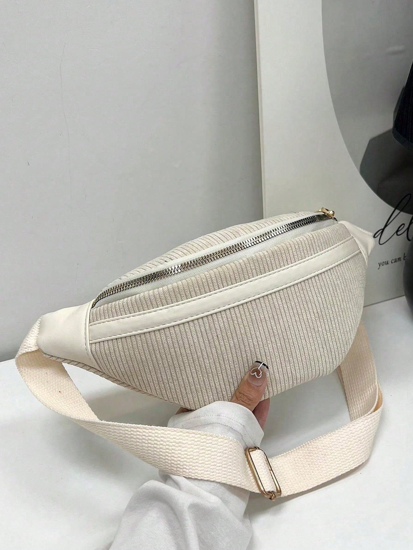 1pc Minimalist Women's Chest Bag Crossbody Bag Waist Bag Zipper Wallet Coin Purse Multifunctional Lightweight Portable, With Zipper And Adjustable Shoulder Strap, Suitable For Travel, Vacation, Business, Sports, Outdoor Work, Shopping, Commuting, Perfect Gift For Friends, Solid Color Corduroy Fashion Casual Commuter Bag, Suitable For Students, Men And Women, Best Friends, Office Workers, Travel Accessories