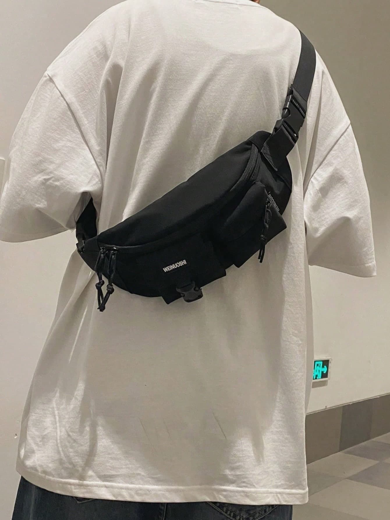 Minimalist Solid Color Men Waist Bag ,City Bag,Y2k