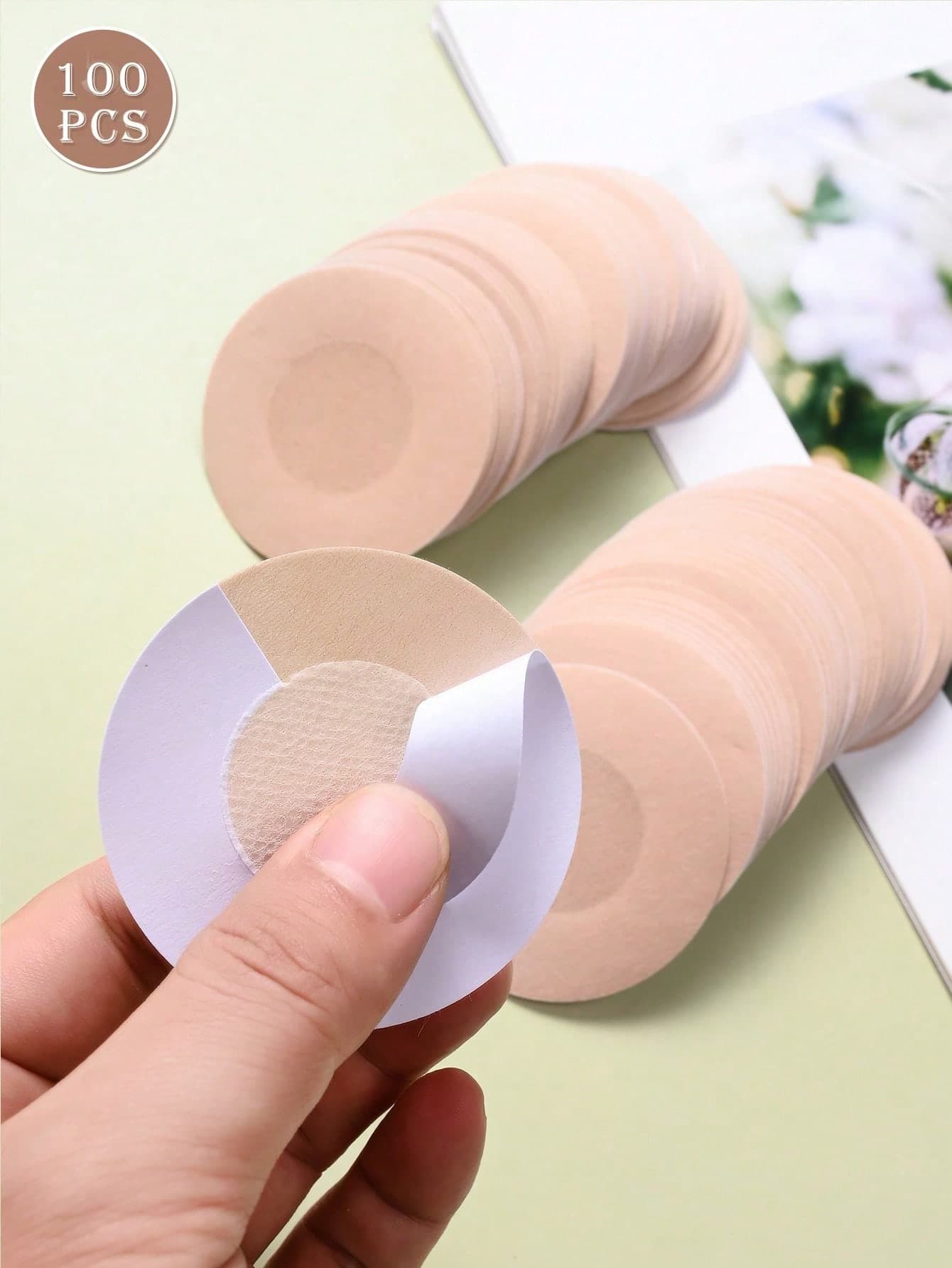 100pcs Disposable Nipple Covers, Seamless Breathable Self-Adhesive Invisible Bra Pasties, Women's Lingerie Accessories, Private Party Evening Dress Pasties, Disposable Women's Clothing Accessories
