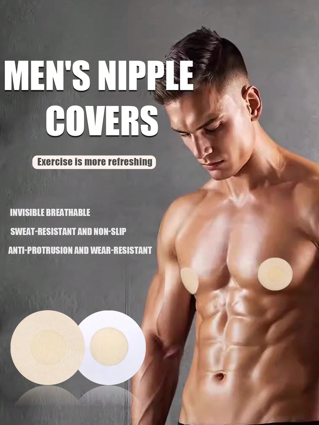 50/100pcs Men's Nipple Covers - Invisible Breathable Nipple Pasties For Men, Anti-Chafing Athletic Stickers For Running & Gym, Sweat-Proof & Waterproof Skin Color Adhesive Breast Covers For T-Shirts, Dress Shirts & Wedding Photos
