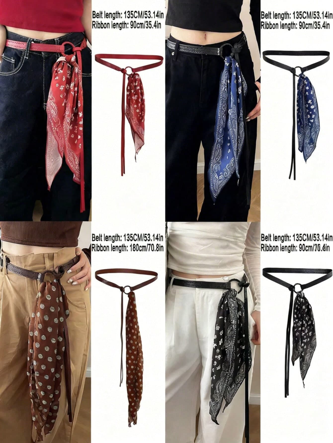 1 Set Paisley Pattern Scarf + Decorative Belt/Waist Belt, Suitable For Jeans, School Autumn, Autumn, Cowgirl Outfits For Women, Y2K Clothes, Fall Clothes For Women