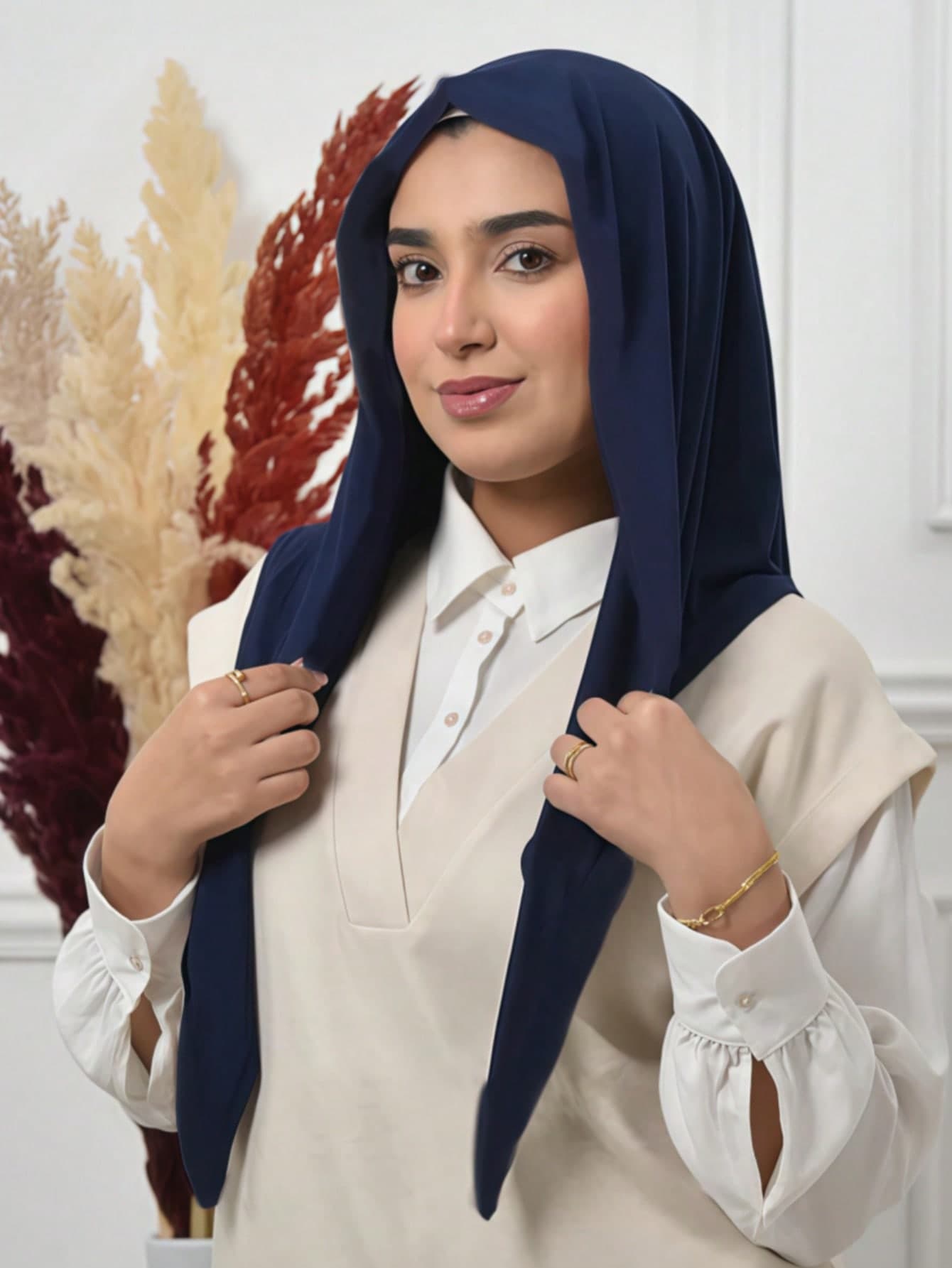 1pc Instant Triangle Hijab, All-In-One Tie-Up Design, Quick Wrap Without Slipping, No Undercap Needed, Suitable For Daily Wear, Prayer, And Outings