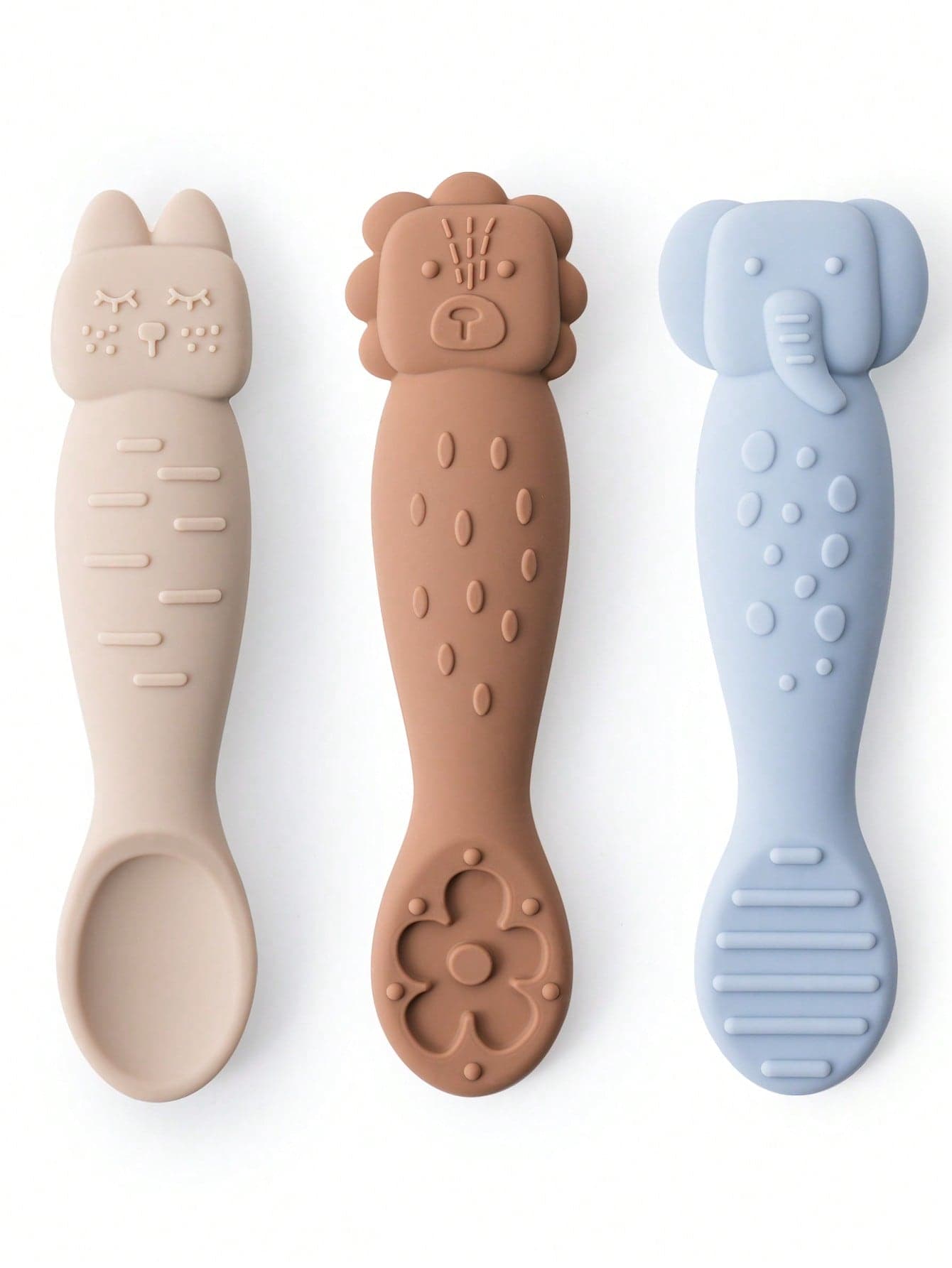 3pcs Baby Silicone Feeding Spoon Set, Infant Self-Feeding Stage 1 Spoons, Silicone Toddler Tableware