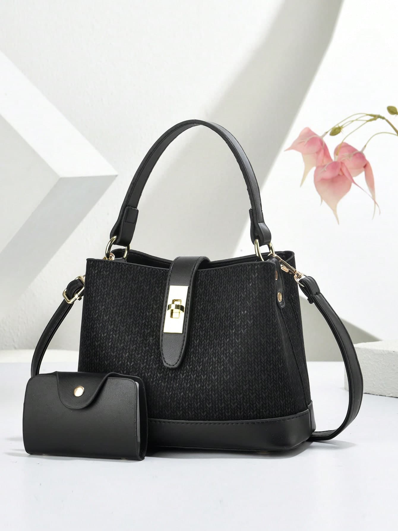 2026 New Large Capacity Fashion Versatile Women's Bag, Minimalist Stylish Bucket Bag 2 Pieces Set, Casual Elegant Shoulder Crossbody Handbag For Outing