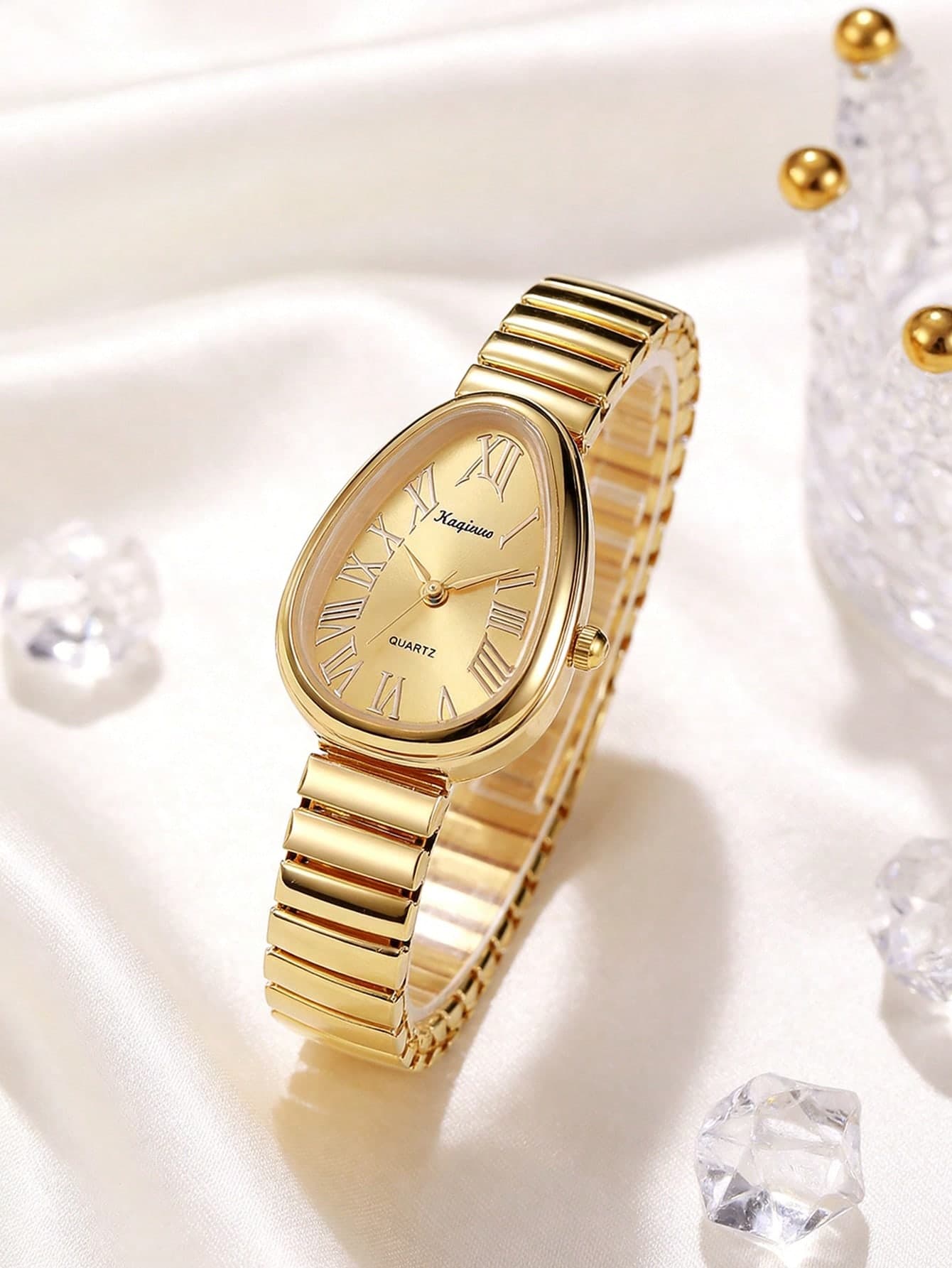 1pc Unique Elegant Prominent Snake Head Dial Women's Watch, High-Quality Gold/Silver Alloy Shiny Durable Luxury Elastic Adjustable Band, Suitable For Most Women's Wrists, Fashionable Casual Daily Office Party Wedding Occasion, Ideal Gift For Women, Wife, Sister, Friend, Family, Also A Refined Watch Accessory