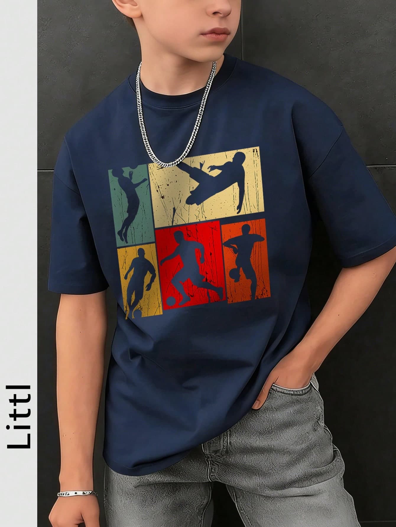 Tween Boys Casual Printed Crew Neck Short Sleeve T-Shirt, Summer Top