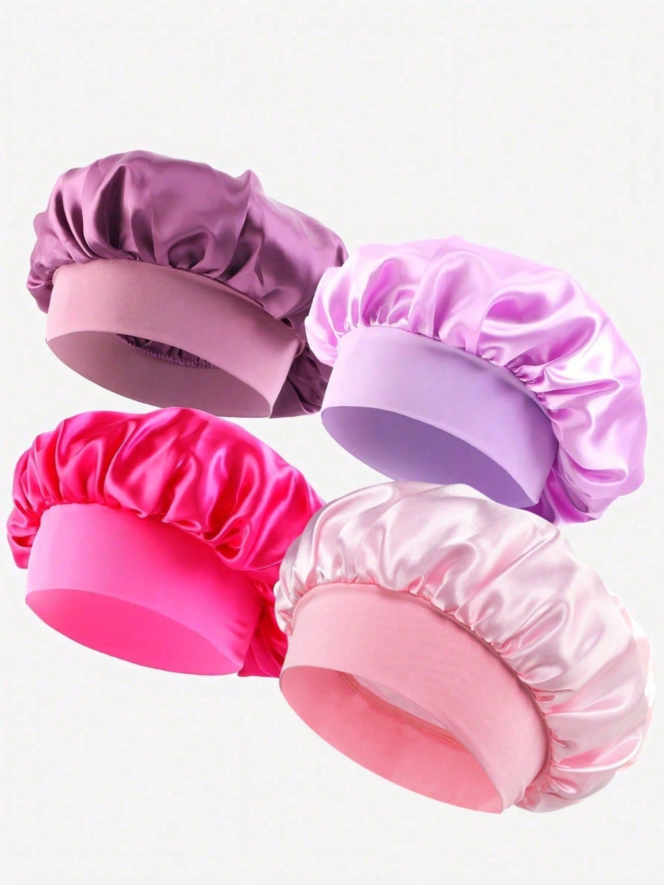 CONFLASS 4pcs Satin-Like Silk Sleeping Cap, Used To Wrap Hair, Protect Braids, Satin Material, Comfortable For Casual Wear, Unisex For Sleeping