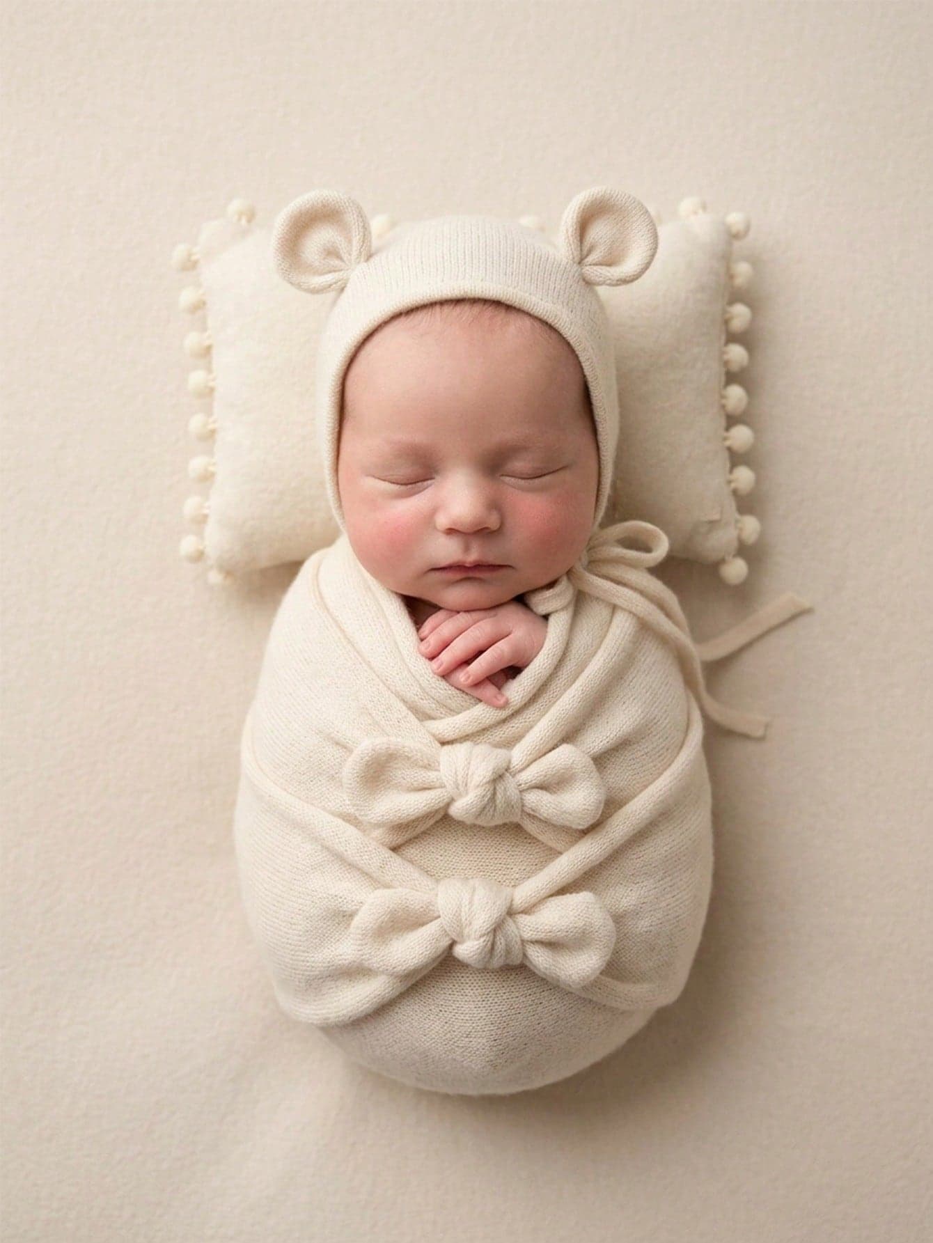 3pcs Newborn Baby Swaddle Wrap, Hat, Photography Props Elastic Blanket, Baby Boy/Girl Photo Shoot Accessories, Infant Party, Easter Gift