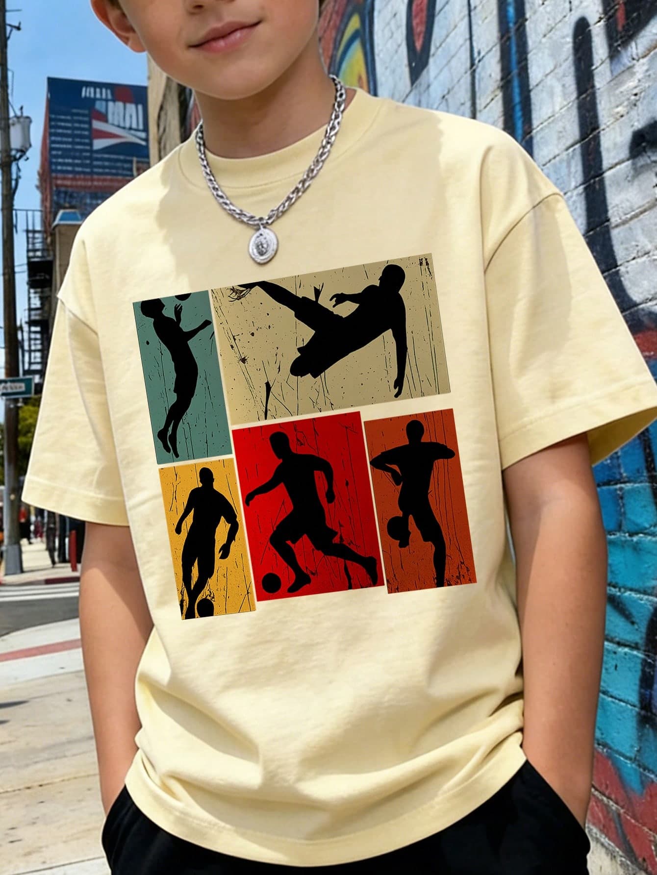 Tween Boys Casual Printed Round Neck Short Sleeve T-Shirt, Summer Top