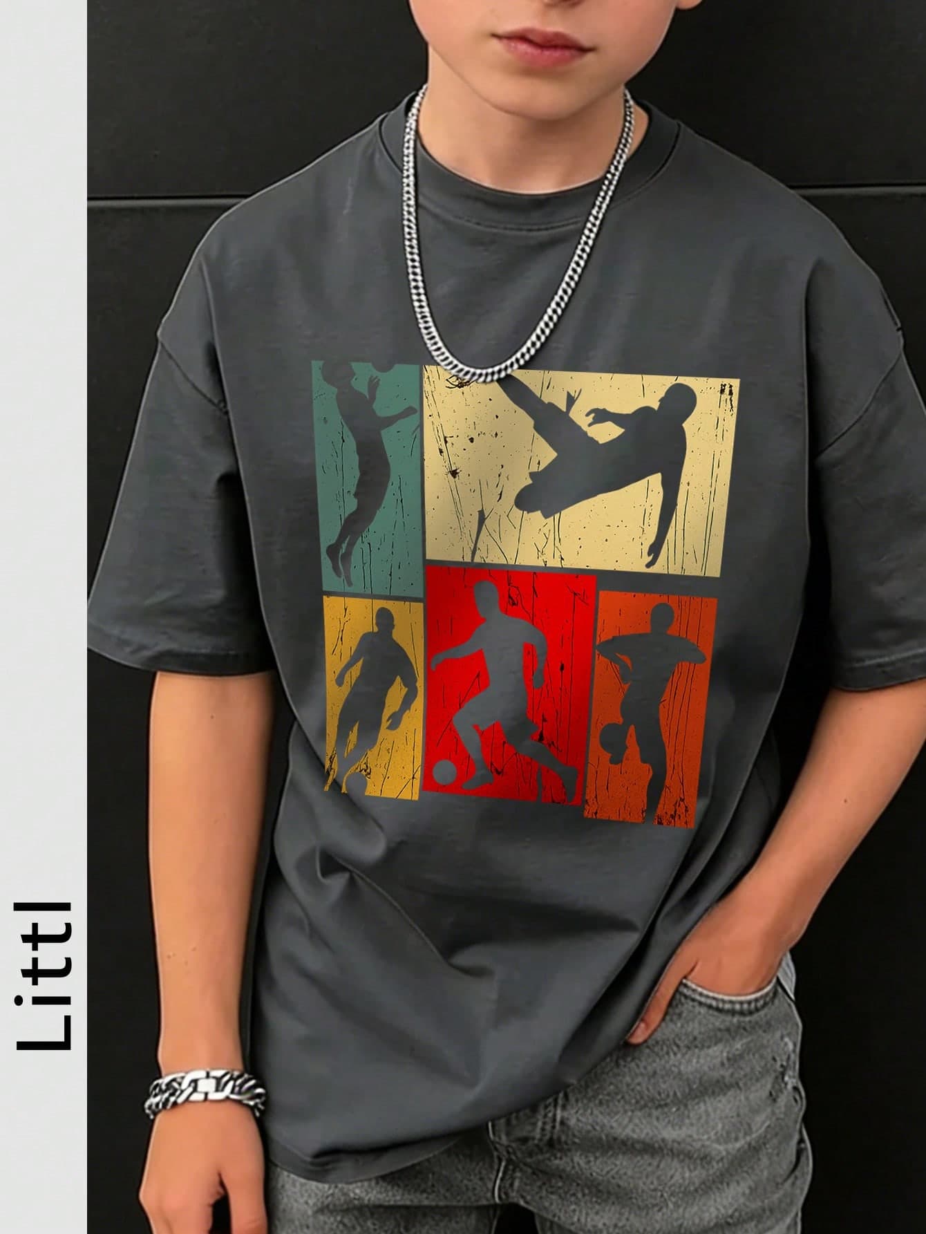 Tween Boys Casual Printed Crew Neck Short Sleeve T-Shirt, Summer Top
