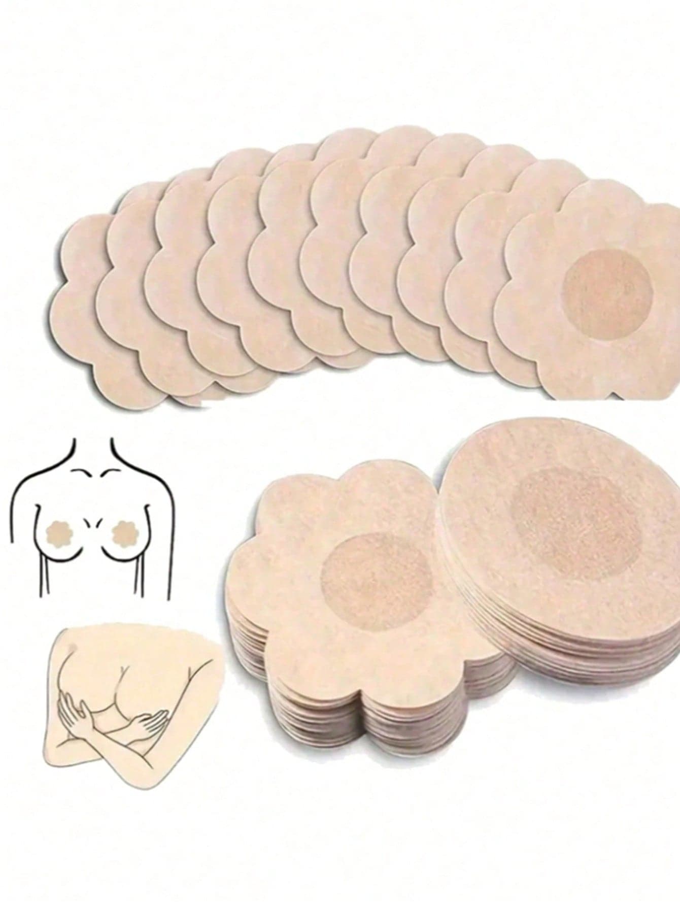 200/100/10/2pcs Disposable Nipple Covers, Seamless Breathable Self-Adhesive Invisible Bra, Women's Lingerie Accessories, Low-Cut Evening Dress, Bra, Lingerie Accessories, Anti-Exposure Nipple Covers, Wedding Dress Accessories