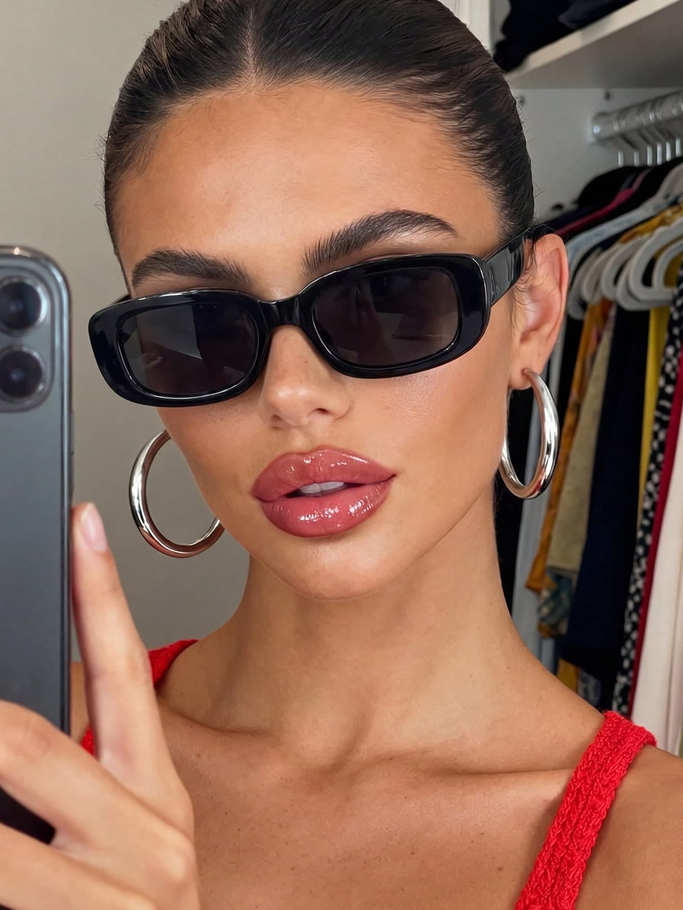 Unisex Black Rectangular Sunglasses For Travel, Beach, Bar, Outdoor And Daily Casual Wear