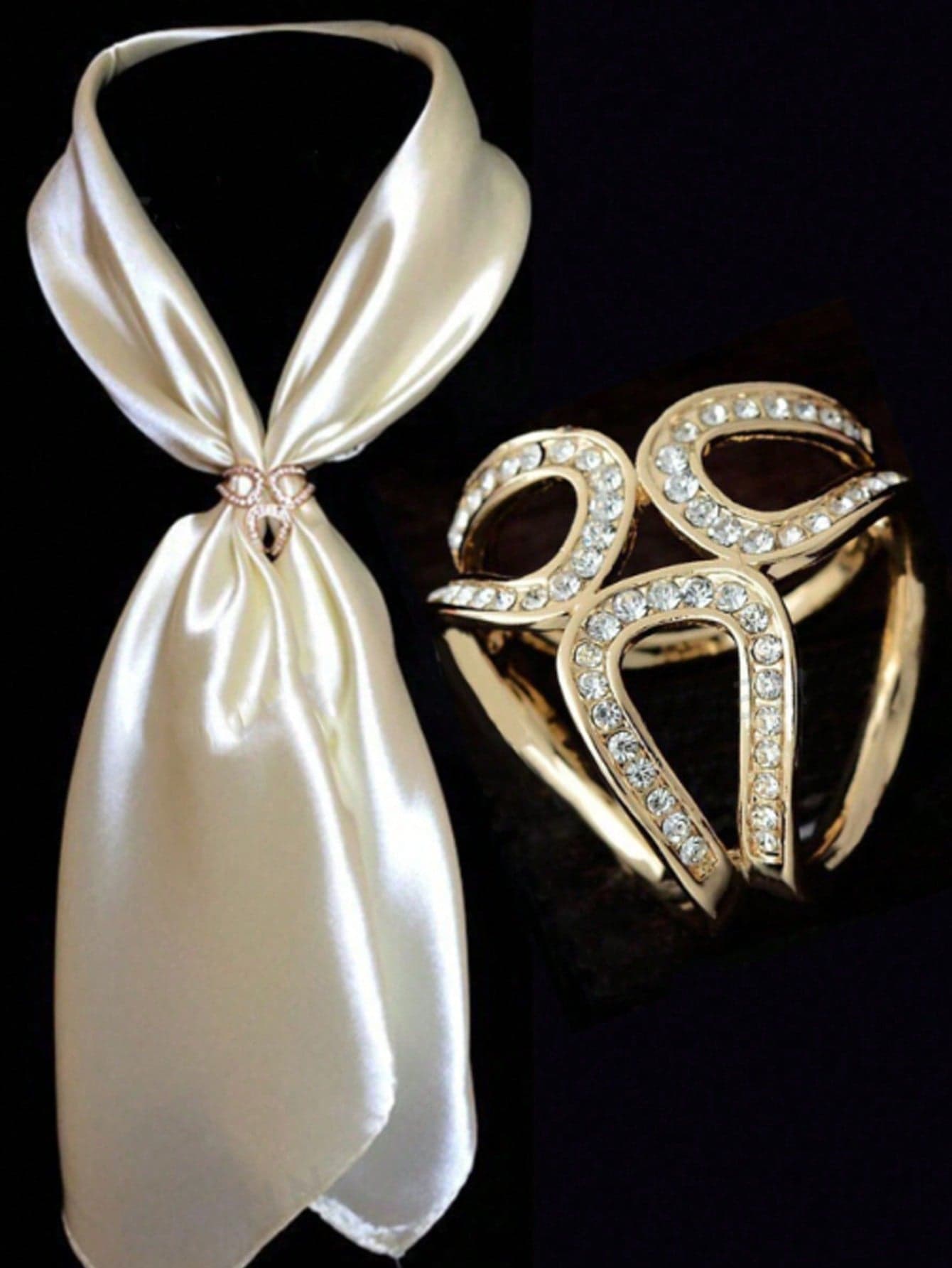 1pc Women's Triple Ring Hollow Scarf Clip, Shirt/T-Shirt Clip, Dress Cinching Clip, Rhinestone Clothing Clip