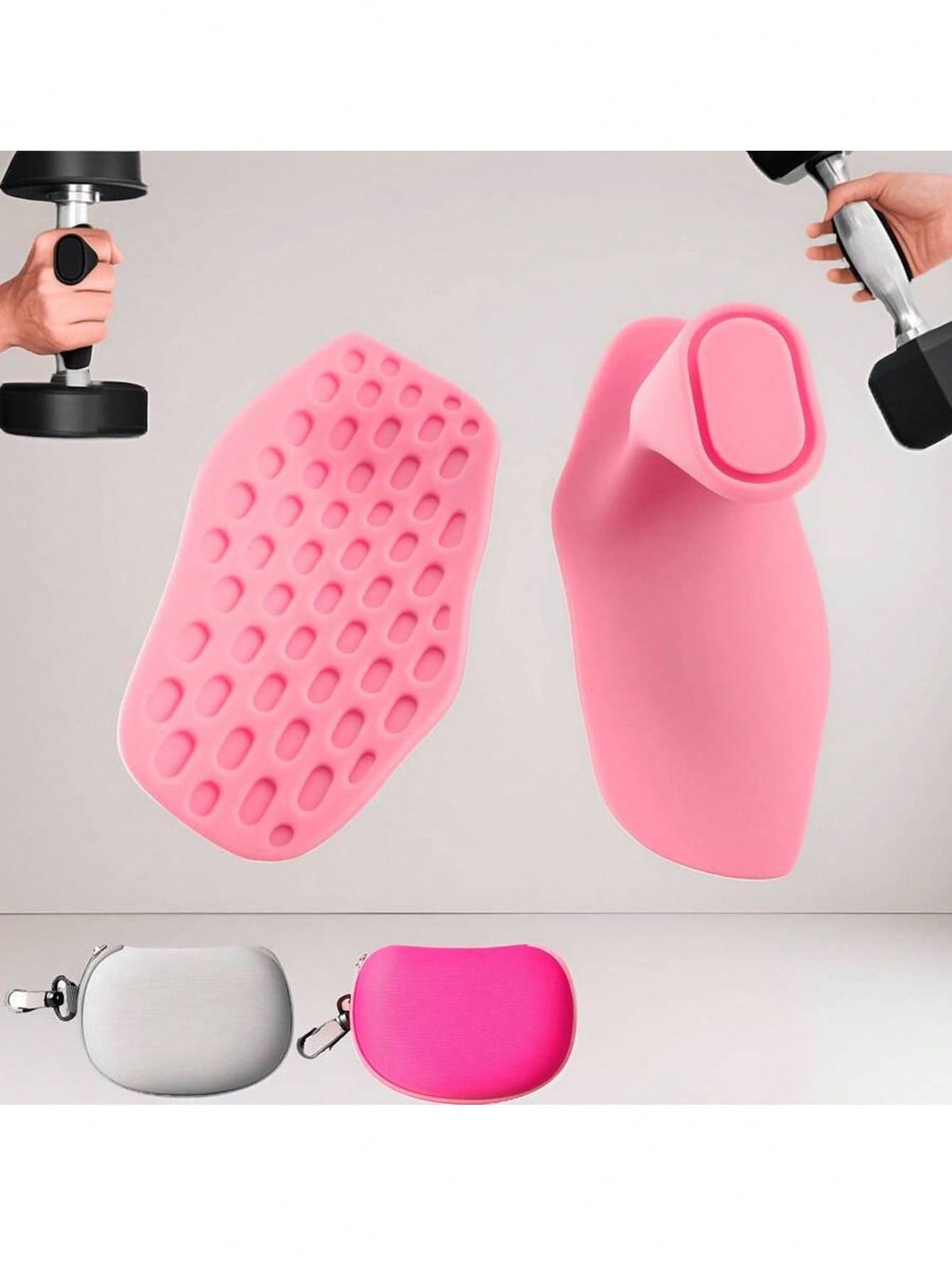Pink Grip Strengthener, Pink Cloth Case, Fingerless Non-Slip Fitness Gloves, Unisex Weight Lifting Handle, Gym Rubber Dumbbell Handle, Fitness Rubber Weightlifting Non-Slip Grip