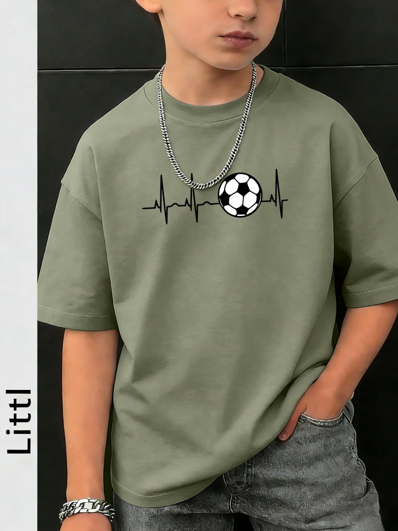 Tween Boys Casual Printed Round Neck Short Sleeve T-Shirt, Summer Top